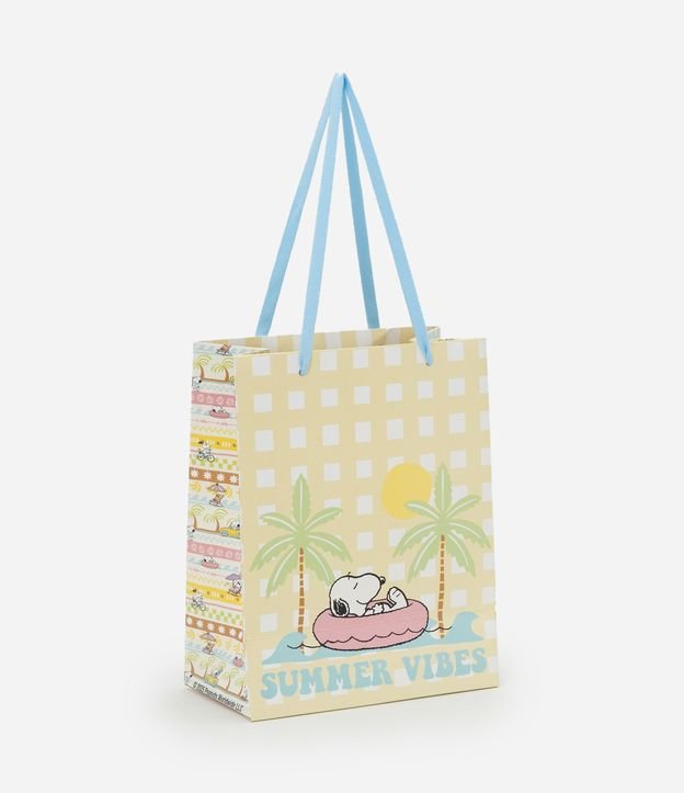 Embalagem de Presente Pequena com Estampa Xadrez e Snoopy na Praia