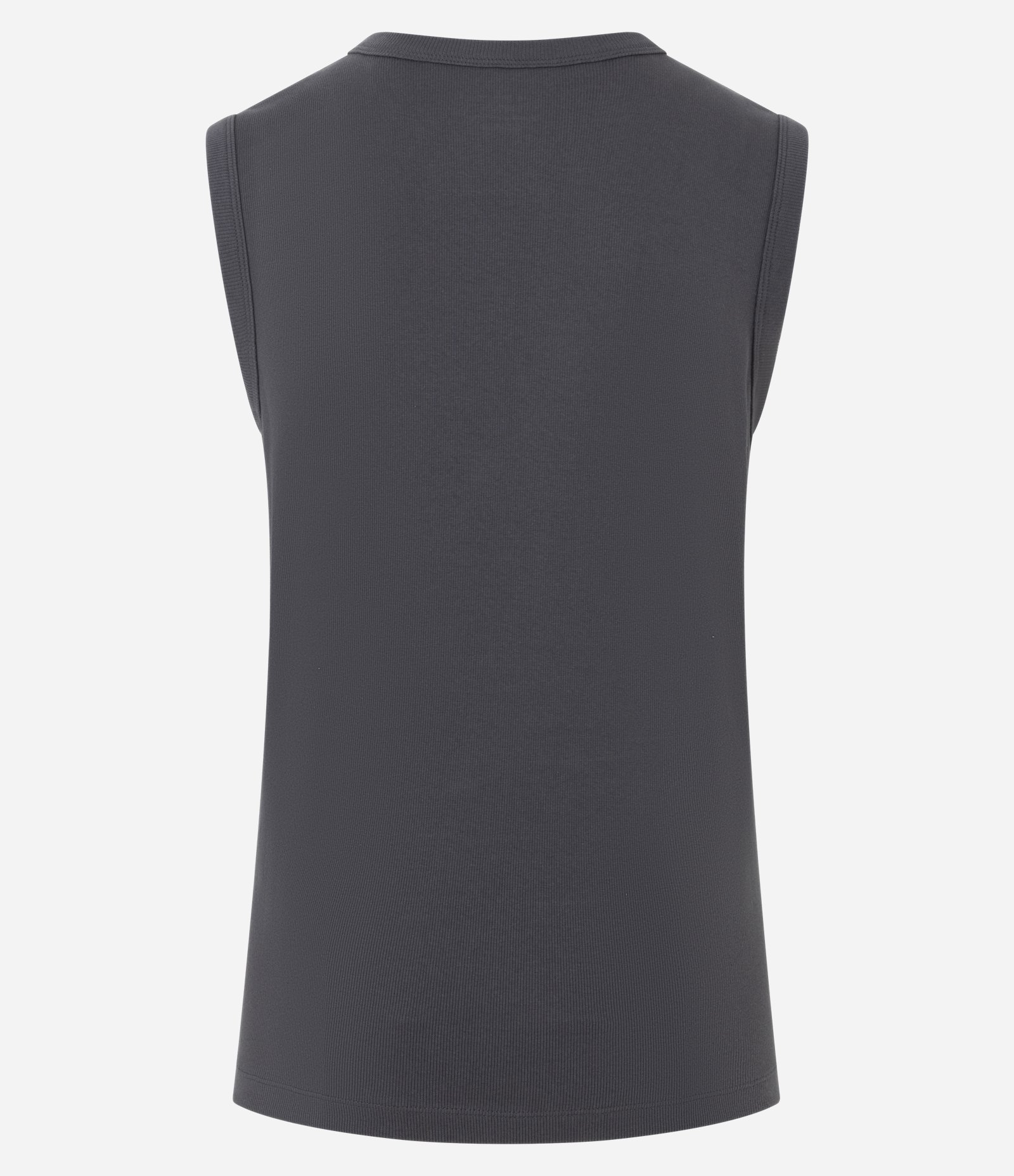 Regata Muscle em Ribana com Estampa Frontal Bordada Cinza 6