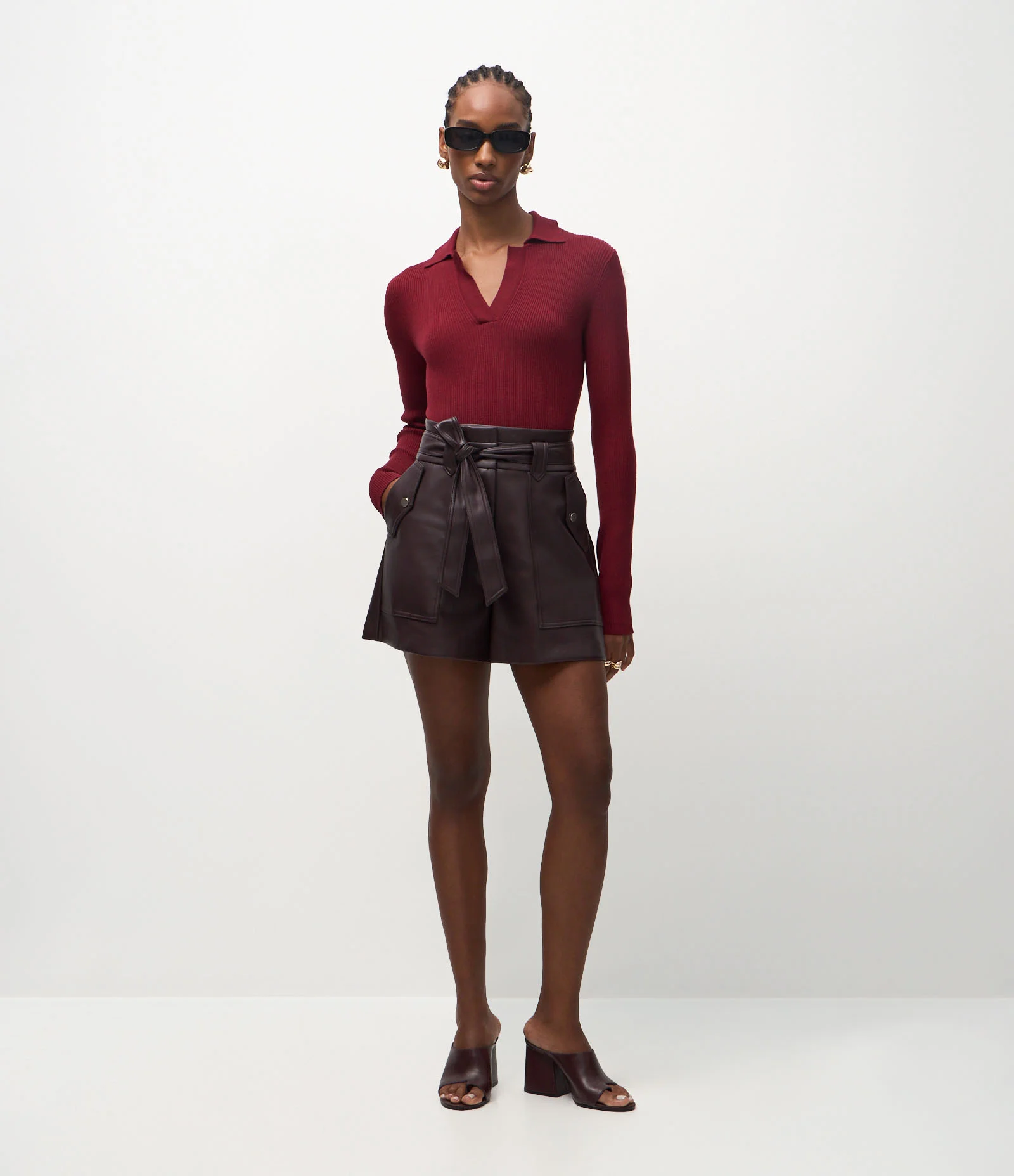 Blusa Regular em Tricô com Gola Polo Vermelho 2