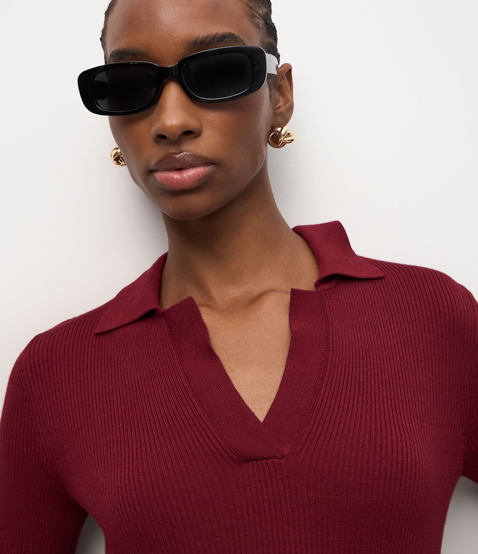 Blusa Regular em Tricô com Gola Polo Vermelho 3