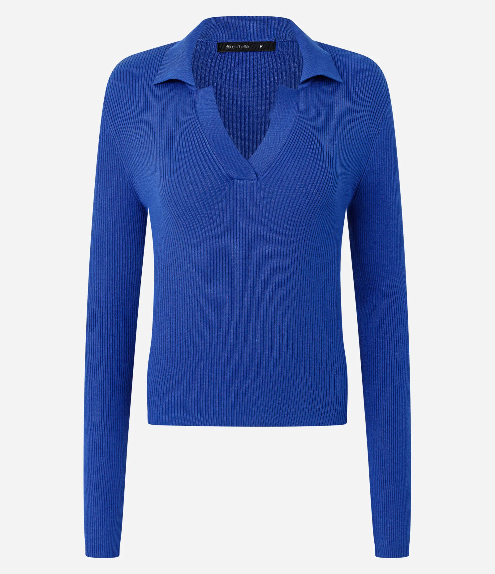 Blusa Regular em Tricô com Gola Polo Azul 6