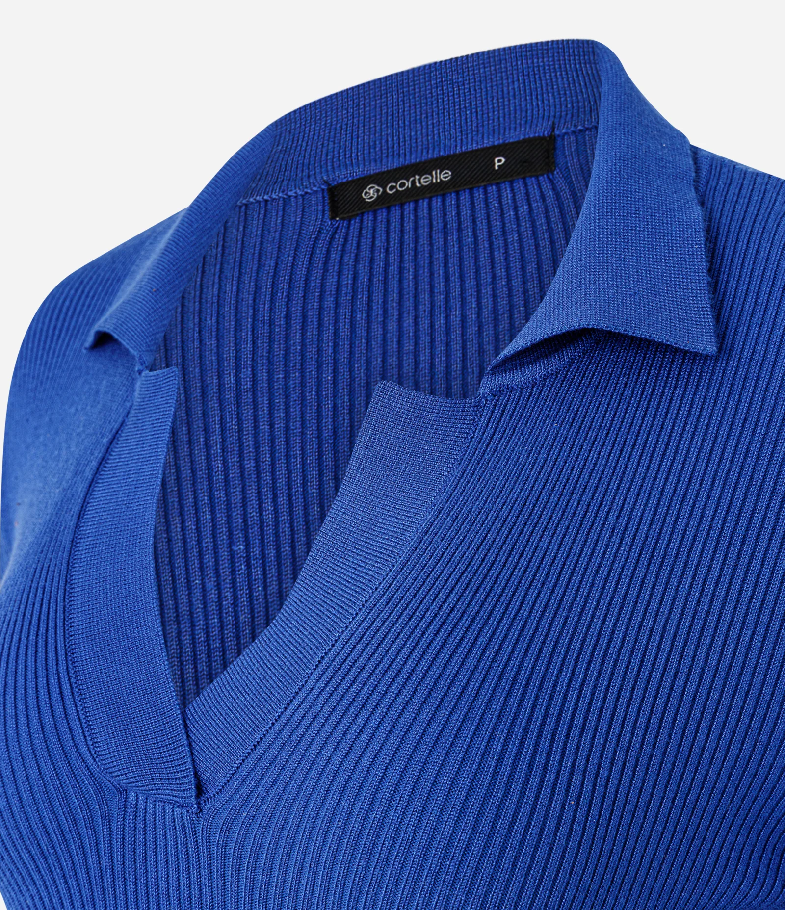 Blusa Regular em Tricô com Gola Polo Azul 7