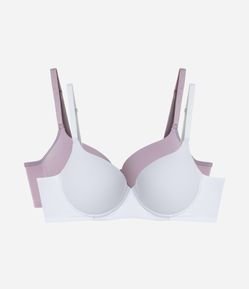 Kit 02 Sutiãs com Bojo e Aro em Microfibra