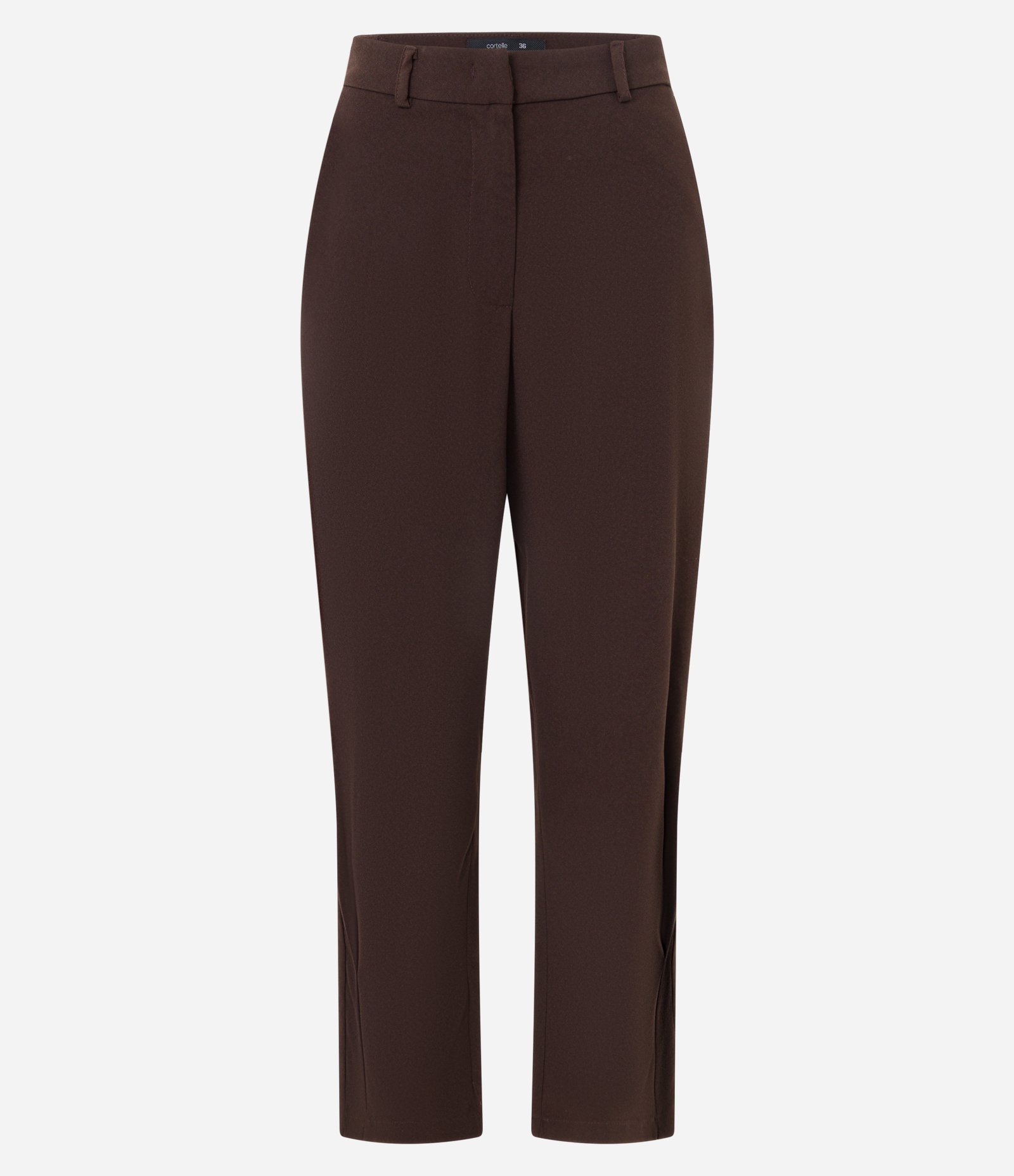 Calça Cenoura Acetinada com Prega na Barra Marrom 5