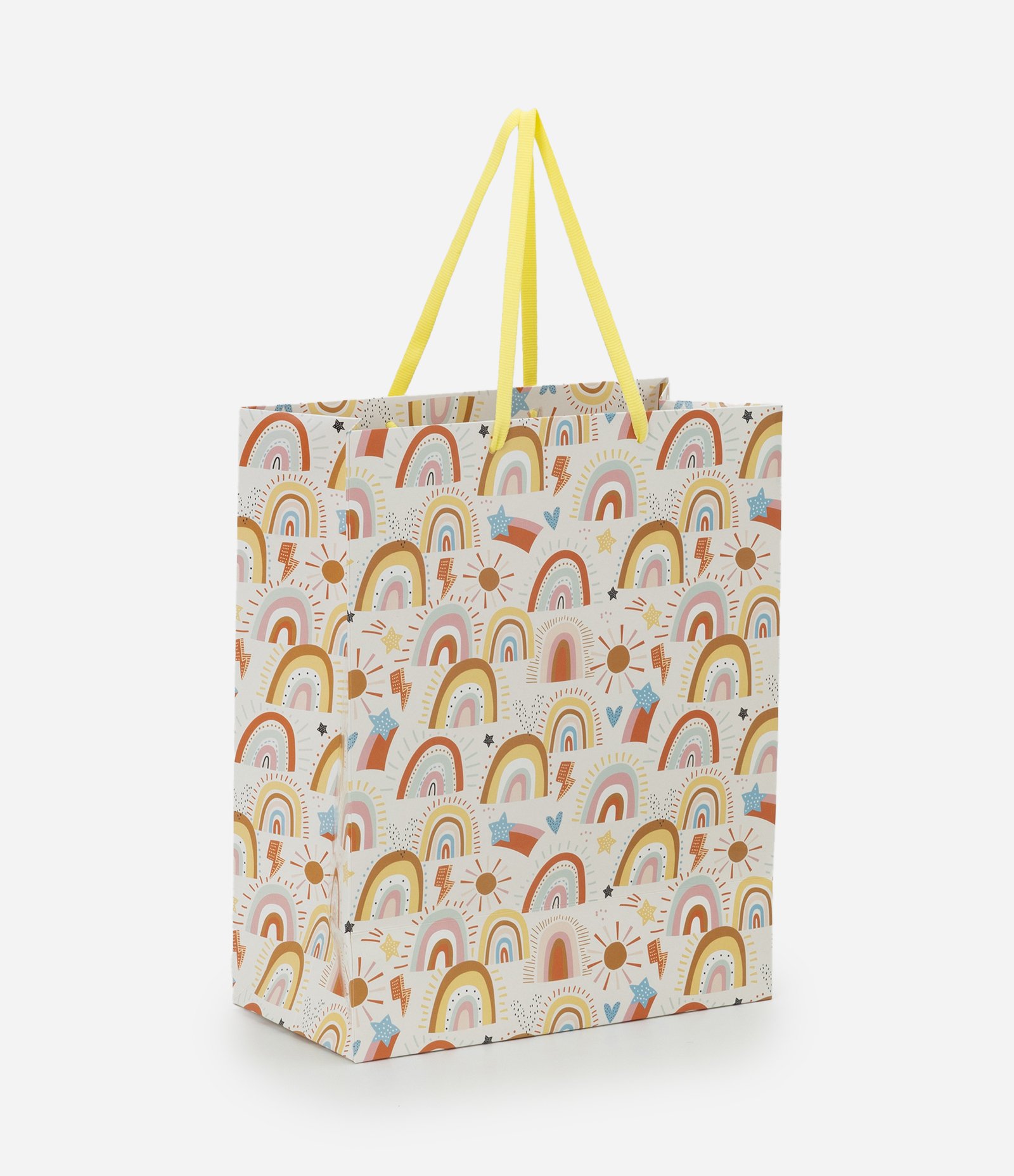 Embalagem de Presente Média com Estampa de Arco Íris Bege 1