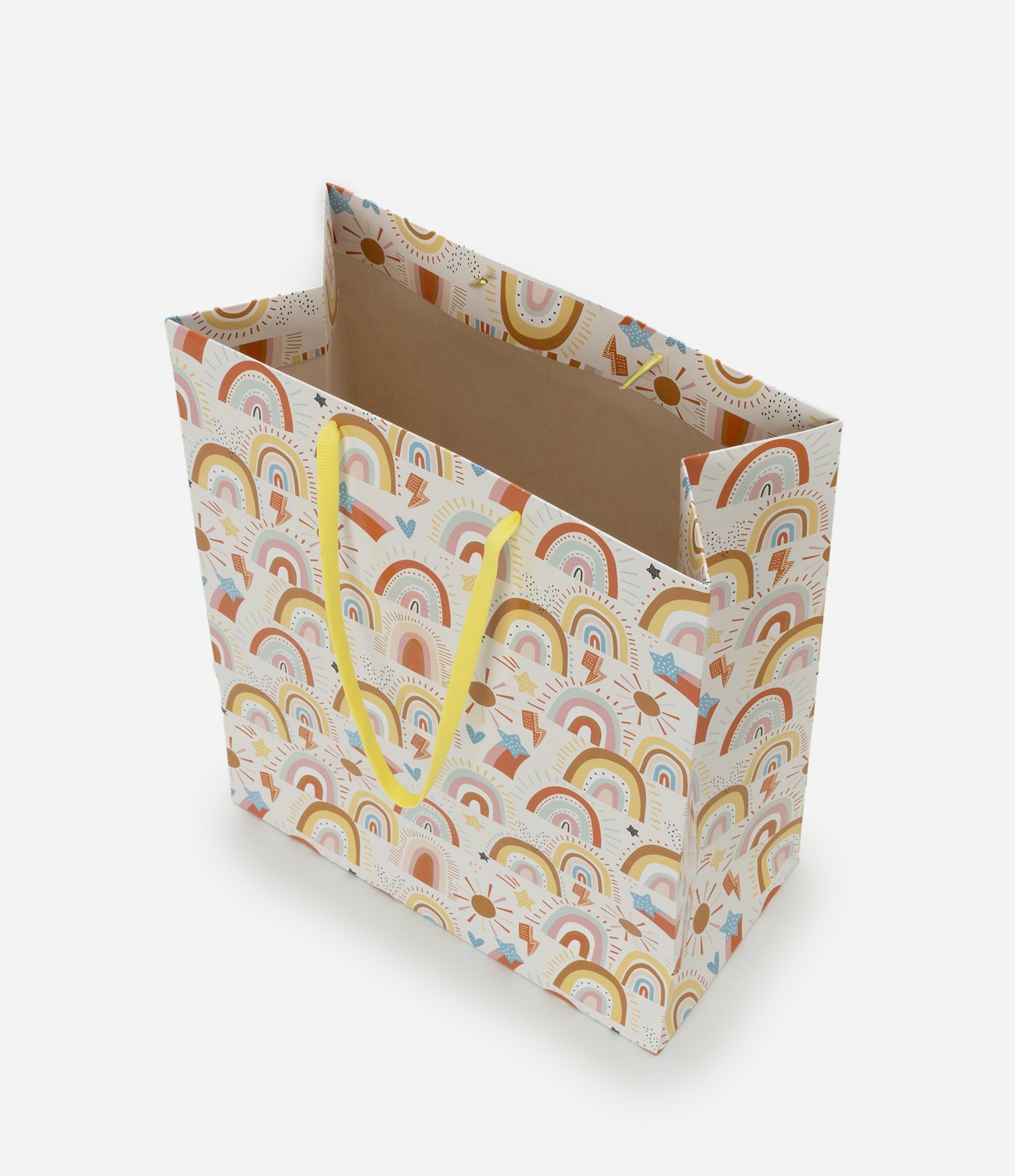 Embalagem de Presente Média com Estampa de Arco Íris Bege 3