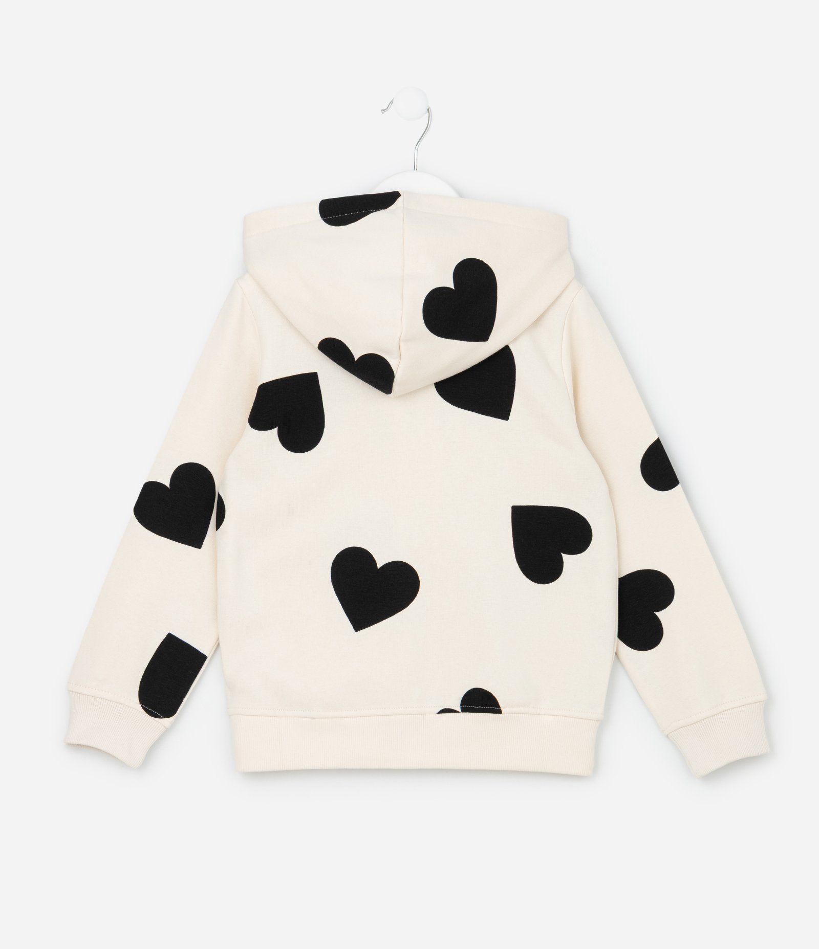 Jaqueta Infantil em Moletom com Capuz e Estampa Corações - Tam 5 A 16 Anos Bege Claro 2