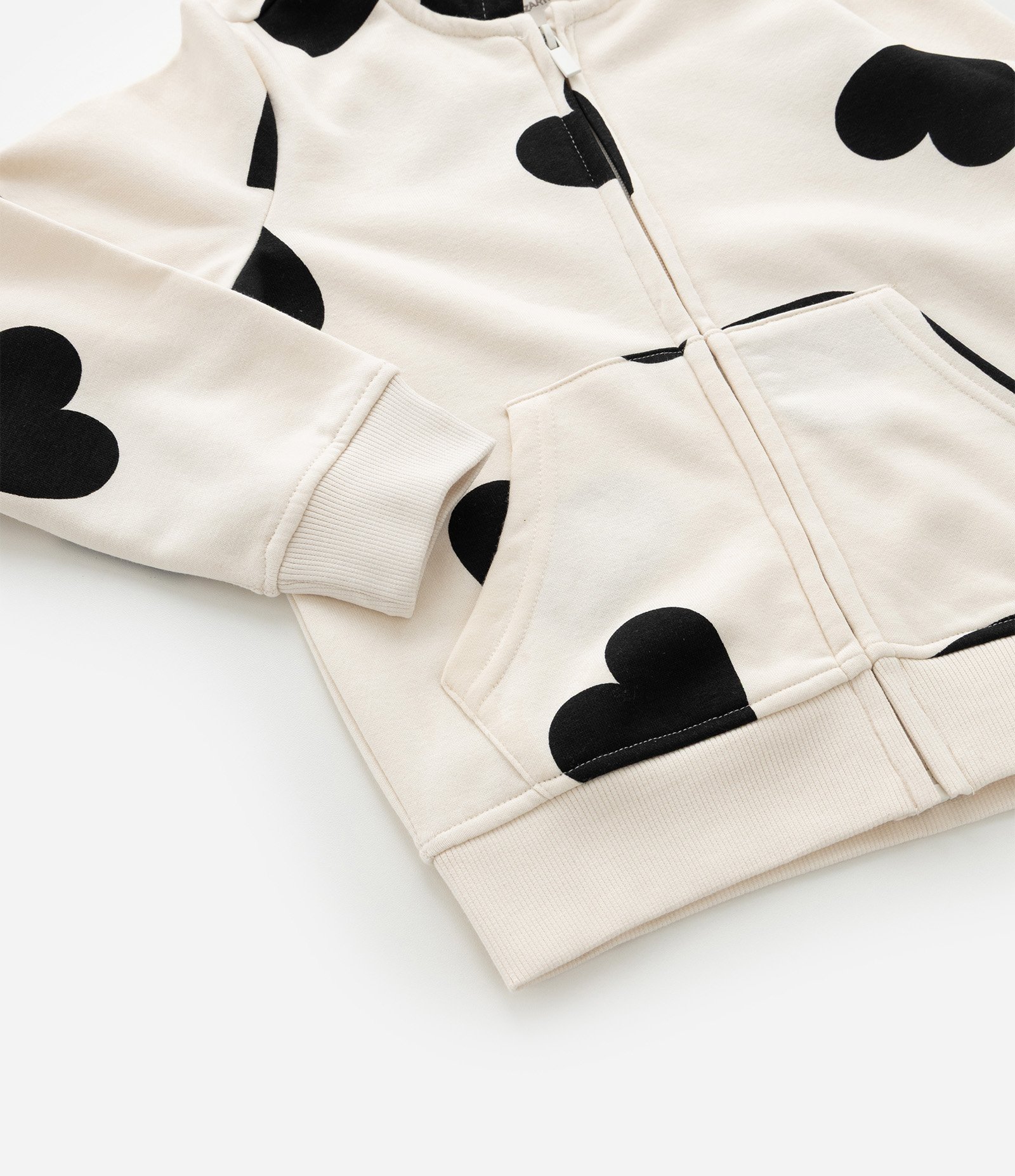 Jaqueta Infantil em Moletom com Capuz e Estampa Corações - Tam 5 A 16 Anos Bege Claro 7