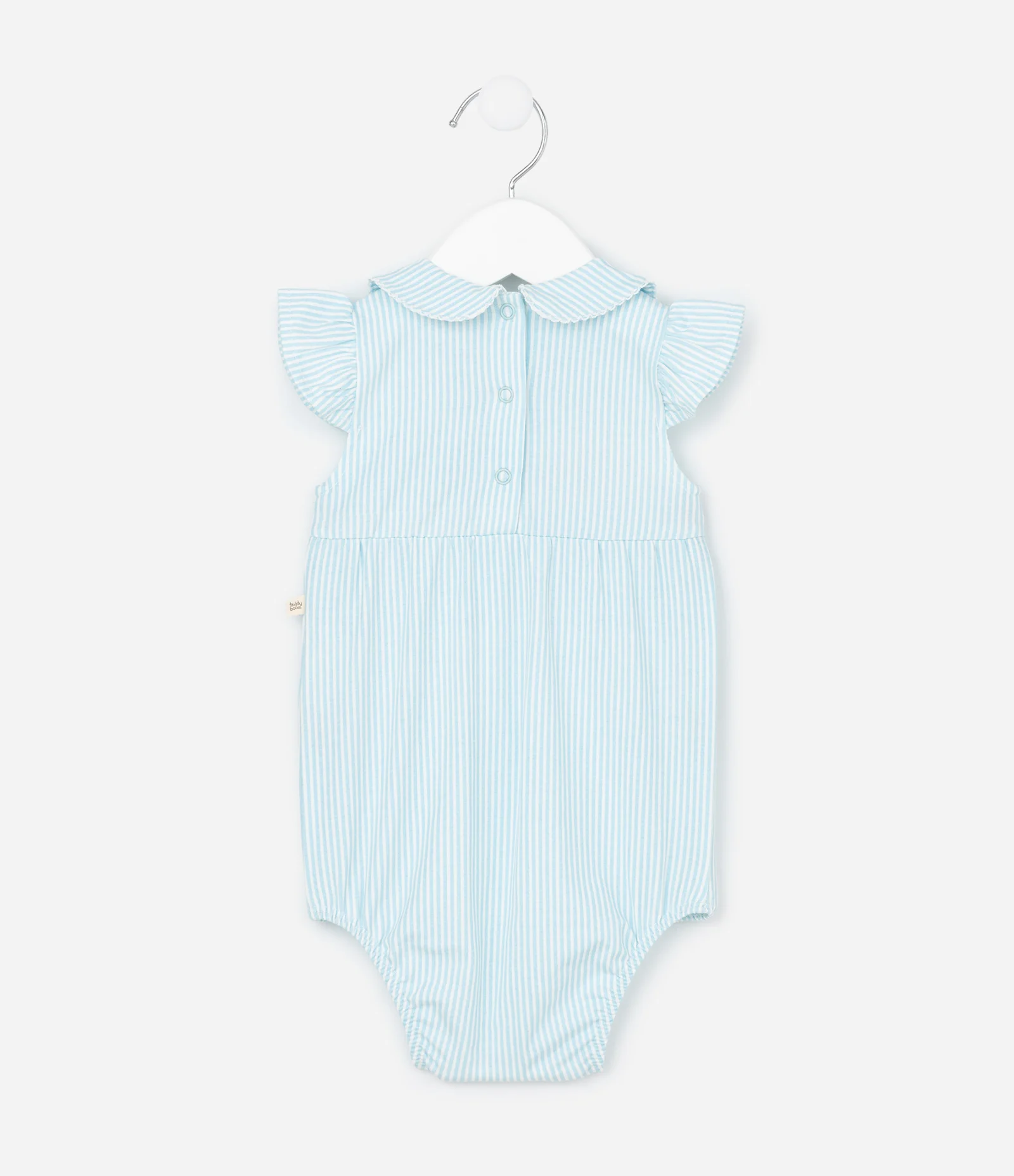 Body Infantil com Estampa de Listras e Bordado de Urso - Tam 0 a 18 Meses Azul 2