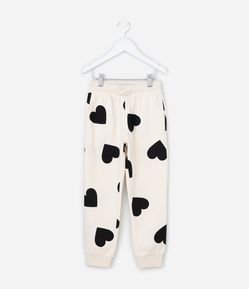 Calça Jogger Infantil Estampa de Corações- Tam 5 a 16 anos