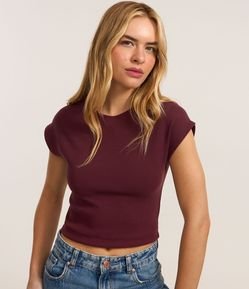 Blusa com Gola Redonda Sem Cava e Textura