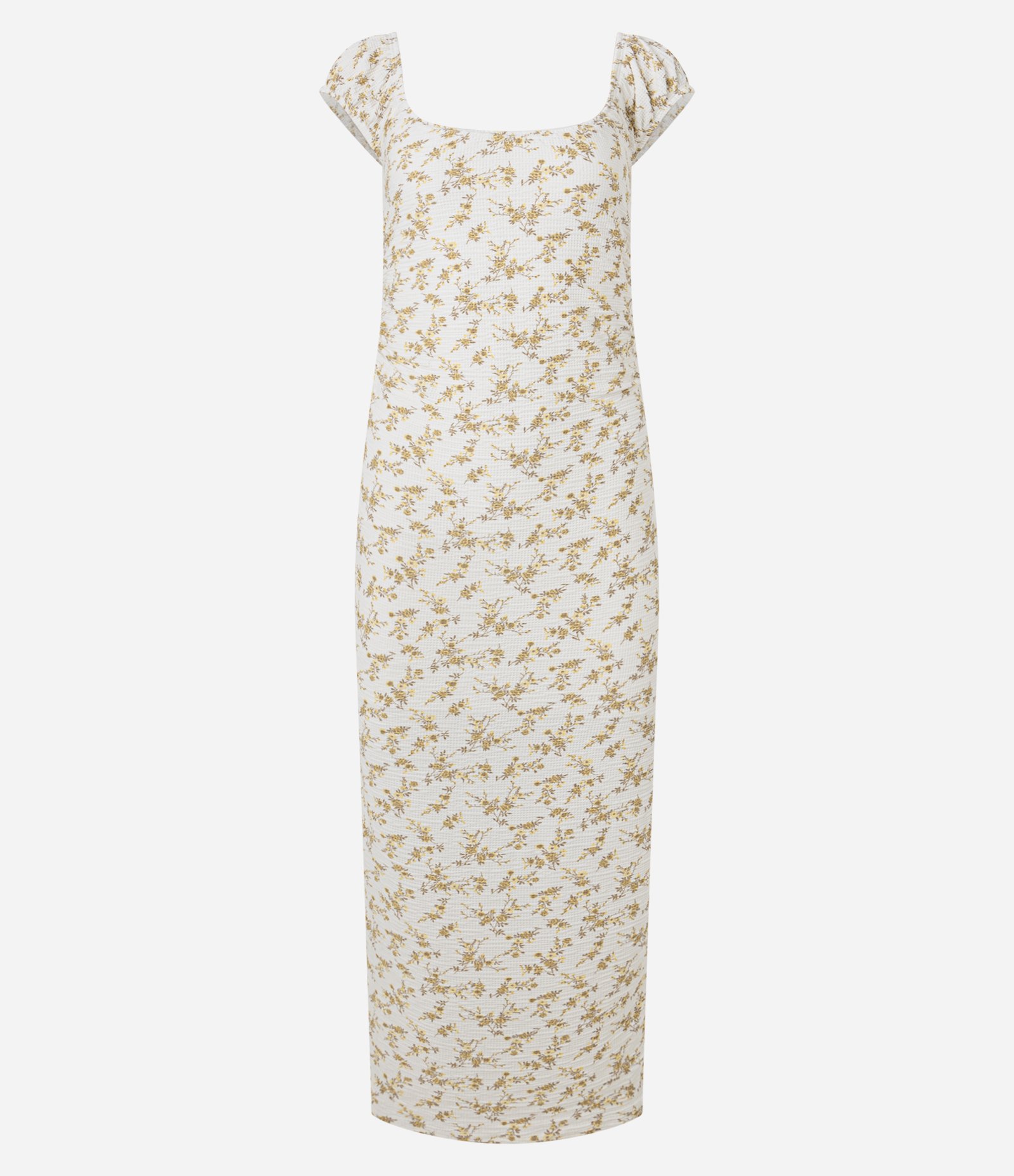 Vestido Midi em Viscose Texturizada e Estampada Liberty Off White 6