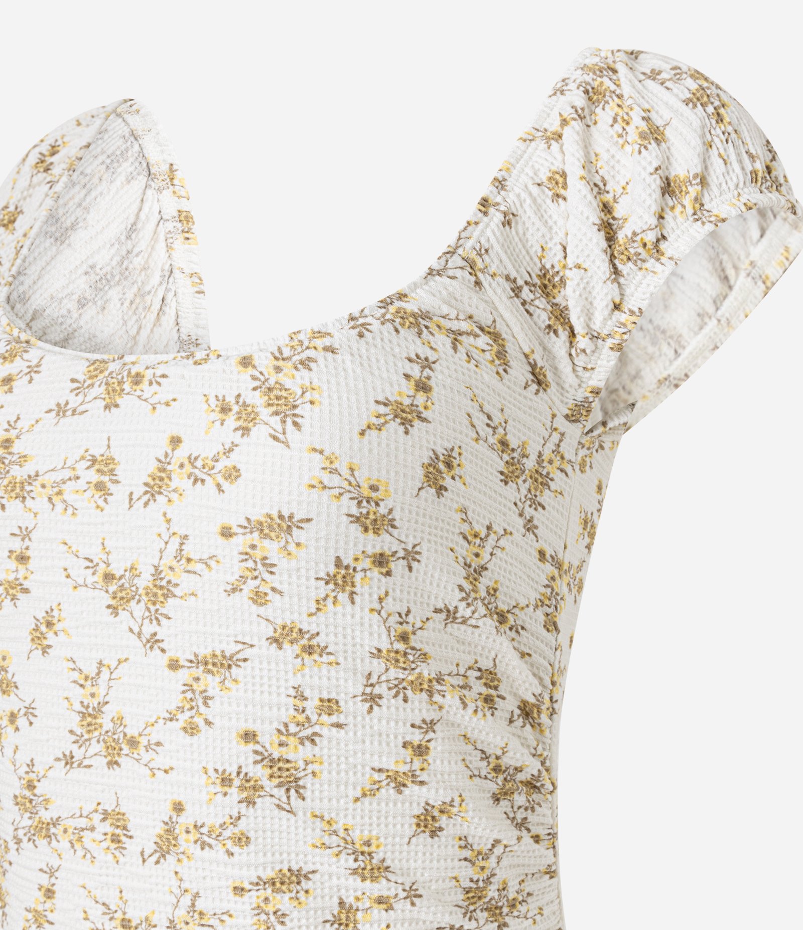 Vestido Midi em Viscose Texturizada e Estampada Liberty Off White 7