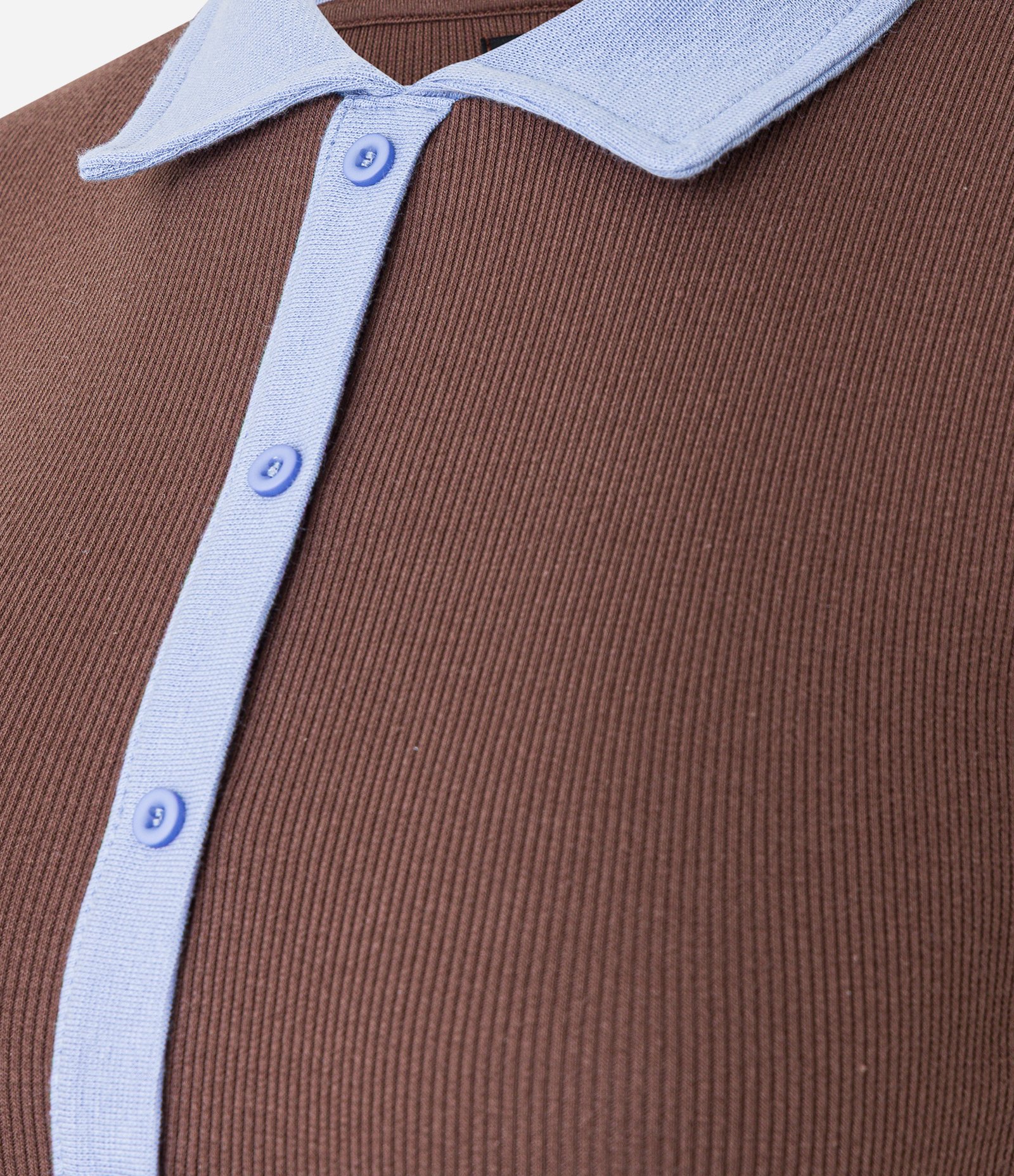 Blusa em Ribana com Gola Polo e Abotoamento Frontal Marrom 6