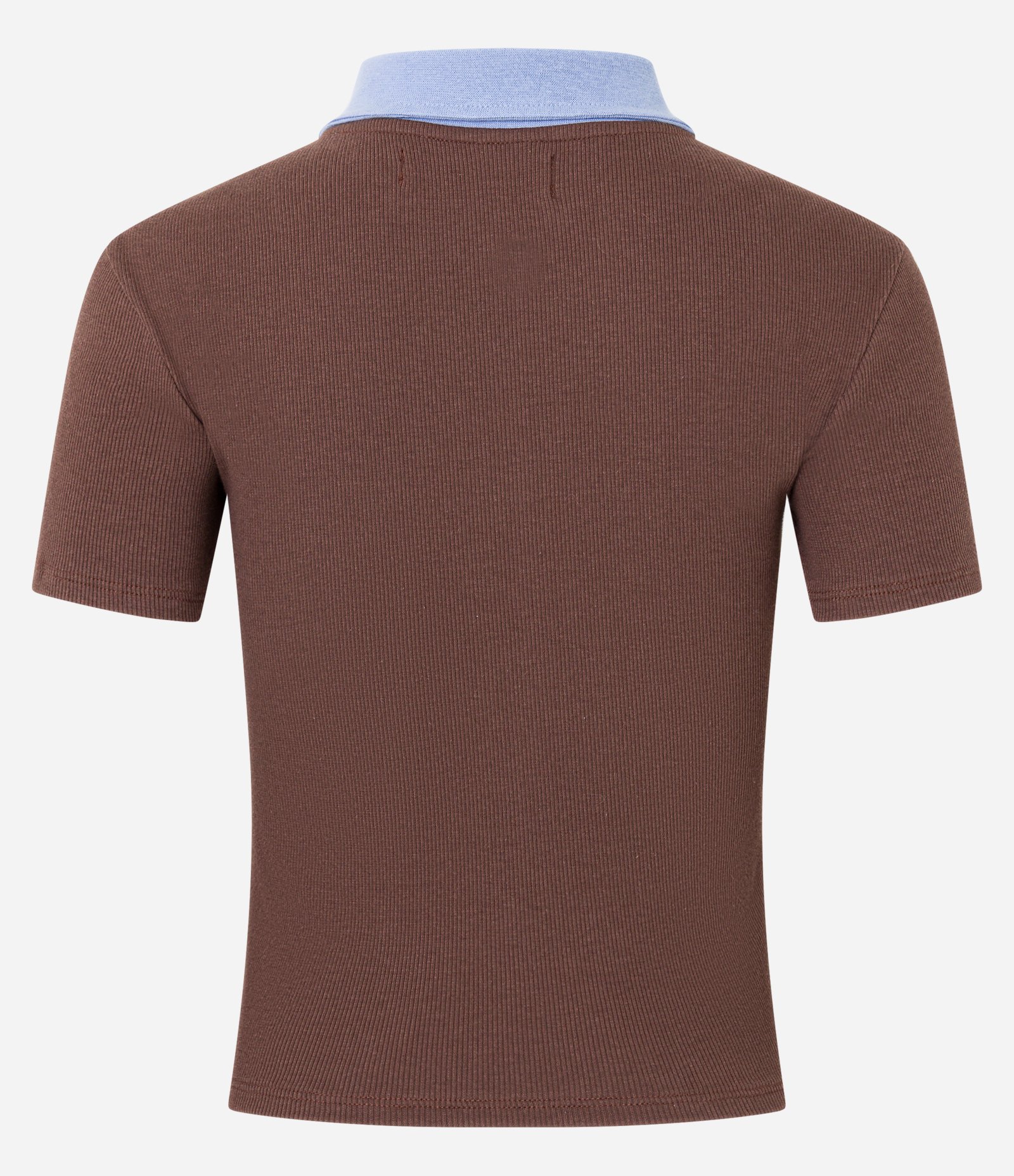 Blusa em Ribana com Gola Polo e Abotoamento Frontal Marrom 7