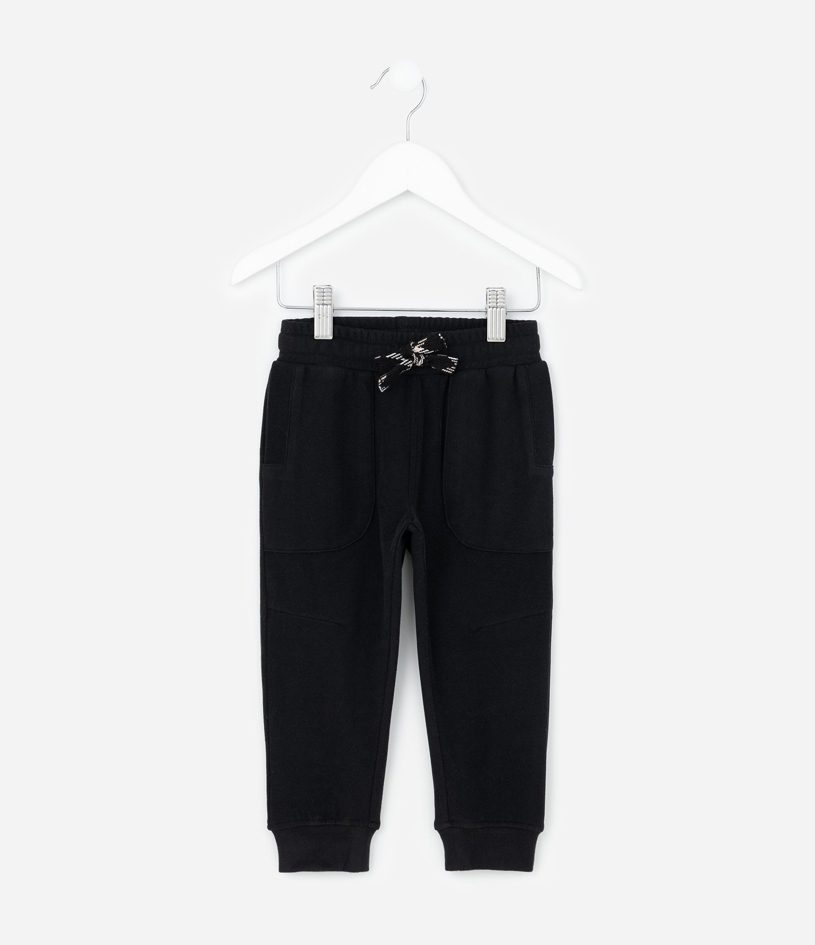 Calça Infantil em Felpa Liso com Cordão Ajustável - Tam 1 A 6 Anos Preto 1