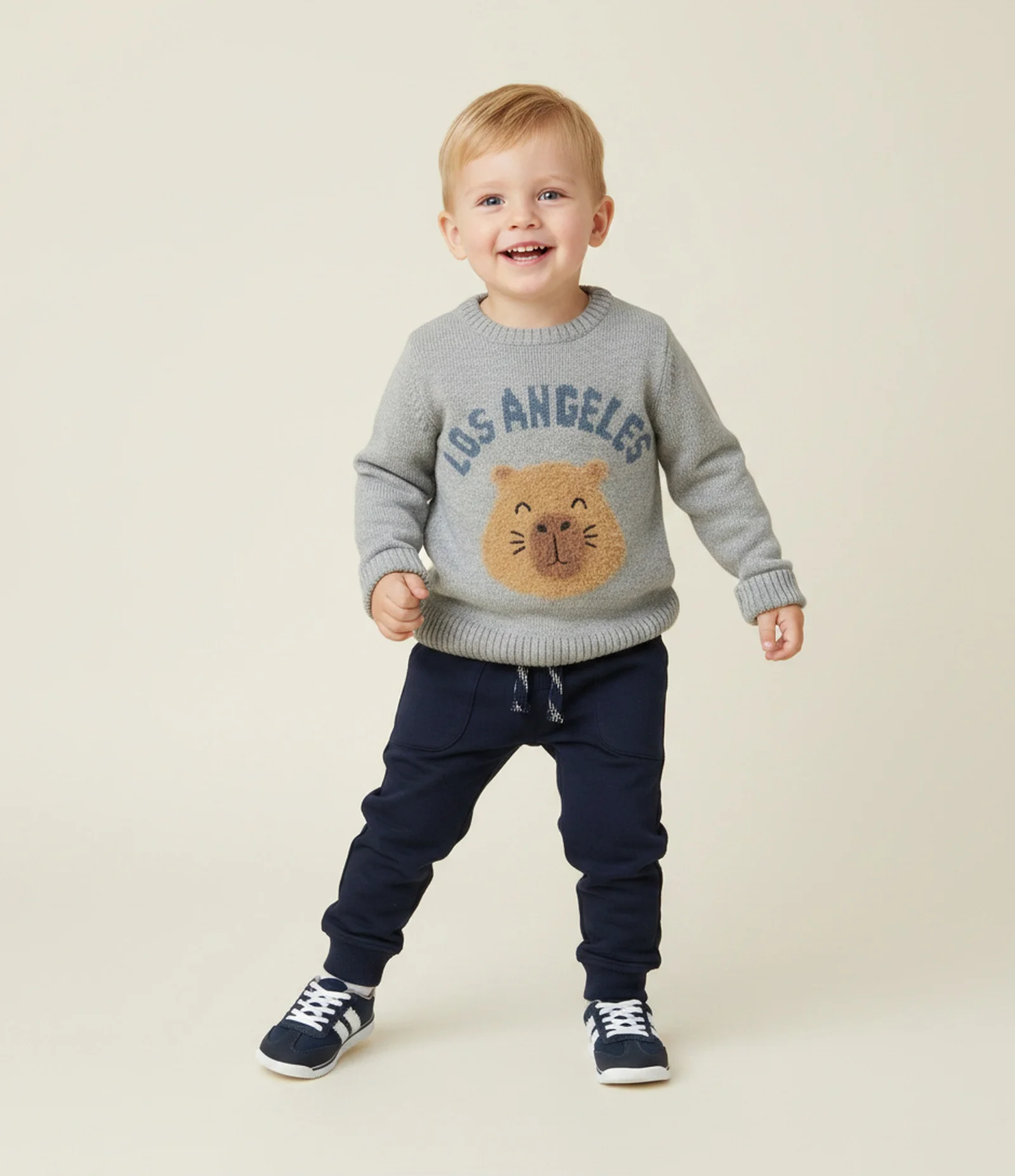 Calça Infantil em Felpa com Cordão Ajustável - Tam 1 A 6 Anos Azul Escuro 1