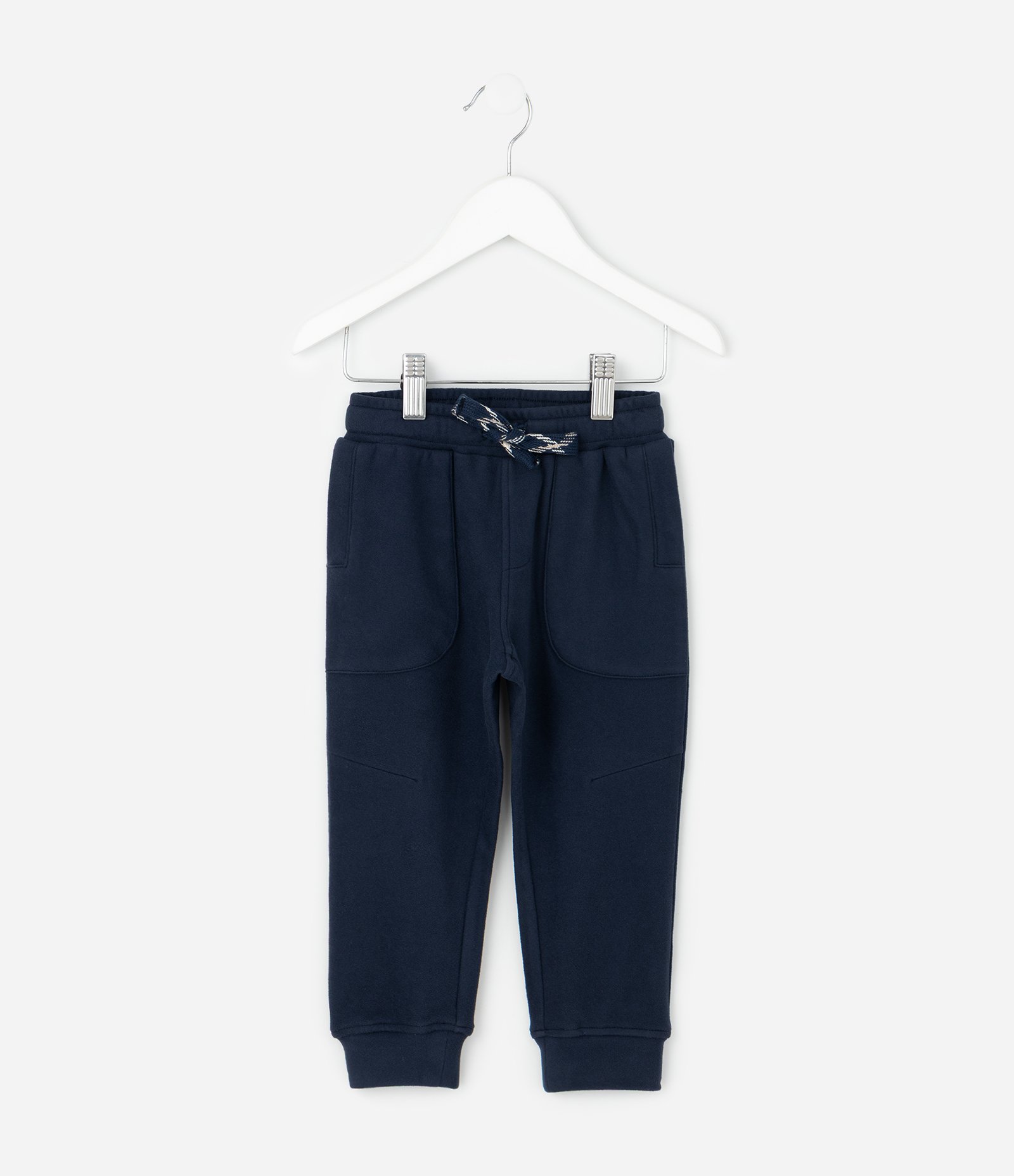Calça Infantil em Felpa Liso com Cordão Ajustável - Tam 1 A 6 Anos Azul Escuro 1