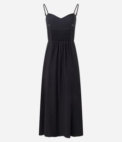 Vestido Evasê Midi Alfaiatado em Viscose com Busto Recortado