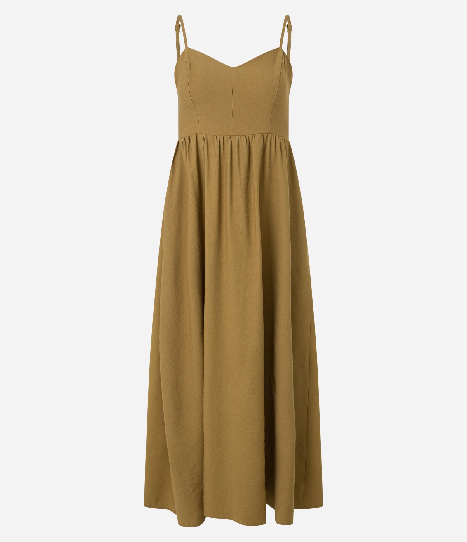 Vestido Evasê Midi Alfaiatado em Viscose com Busto Recortado Oliva 5