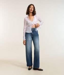 Calça Reta em Jeans com Cintura Média
