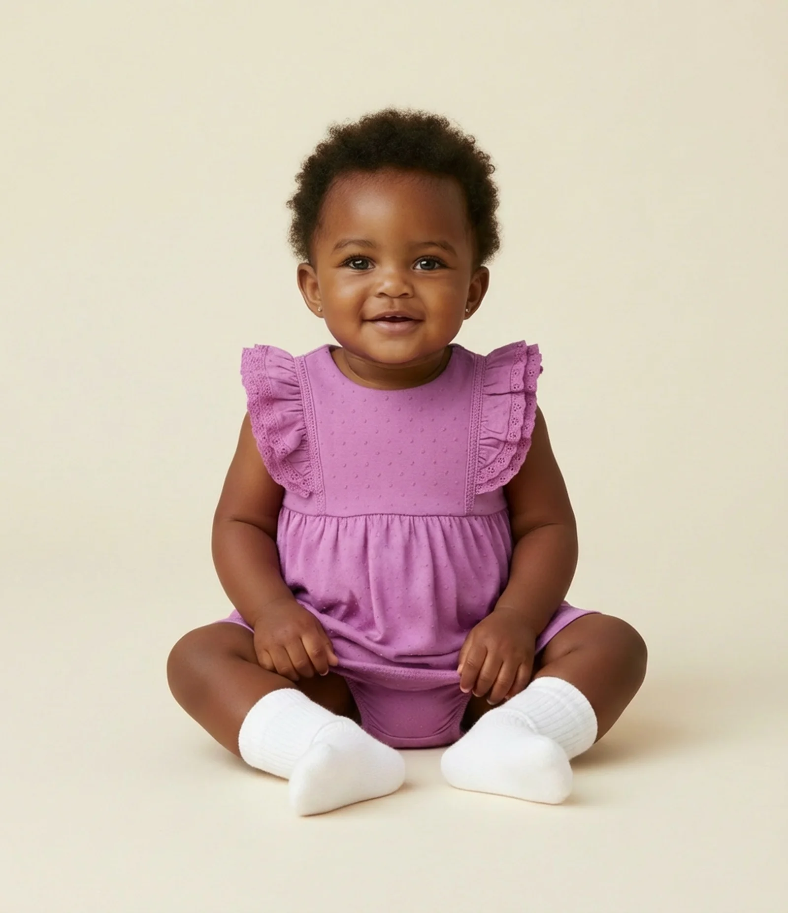 Vestido Infantil com Babados e Calcinha – Tam 0 a 18 Meses Roxo 1