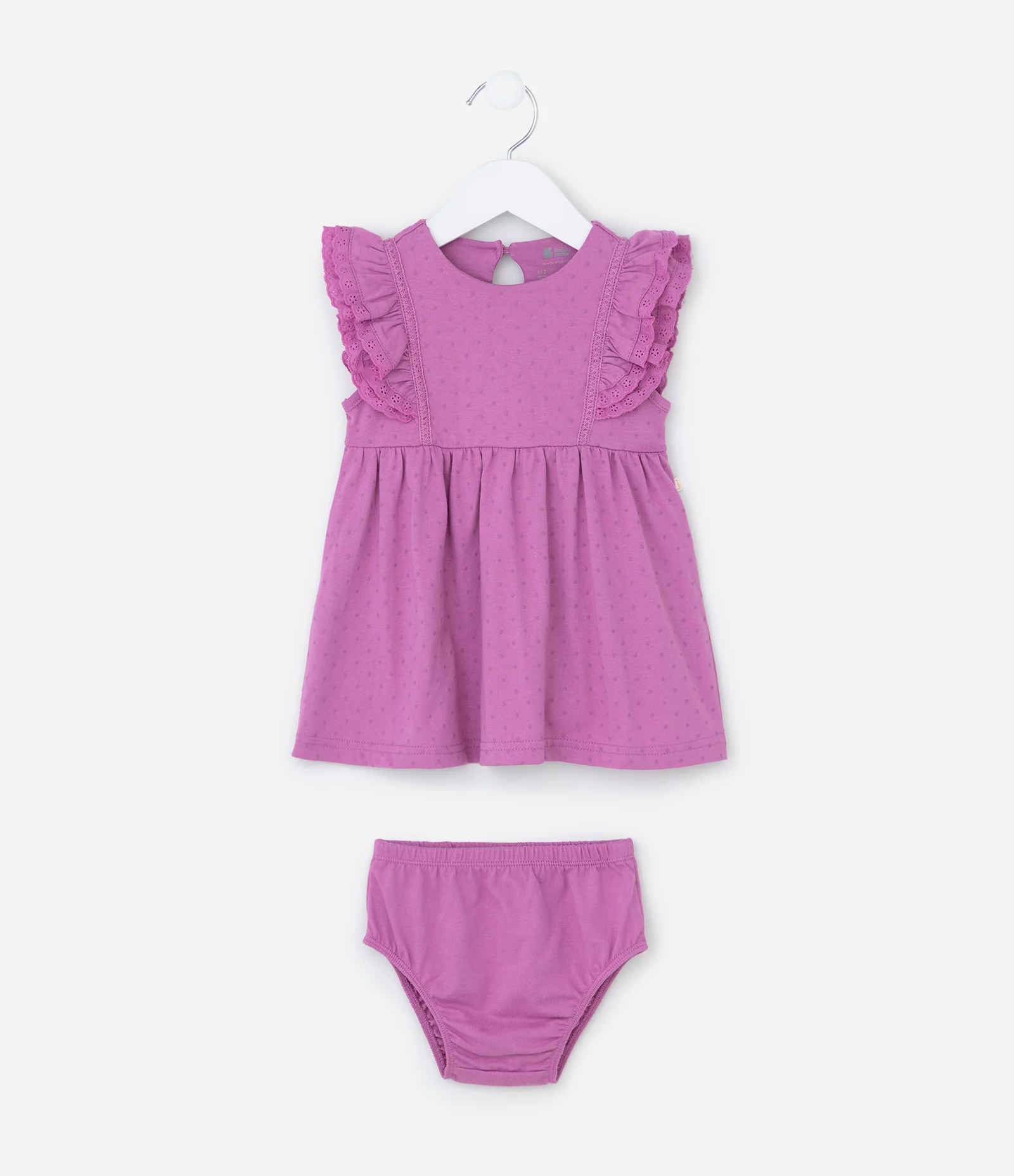 Vestido Infantil com Babados e Calcinha – Tam 0 a 18 Meses Roxo 2
