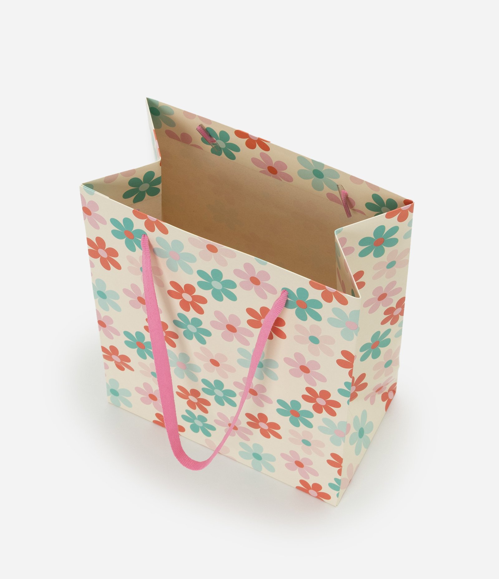 Embalagem de Presente Pequena com Estampa de Flores Multicores 3