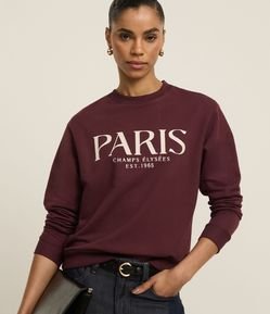Casaco de Moletom com Lettering Paris Champs Élysées