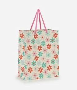Embalagem de Presente Média com Estampa de Flores