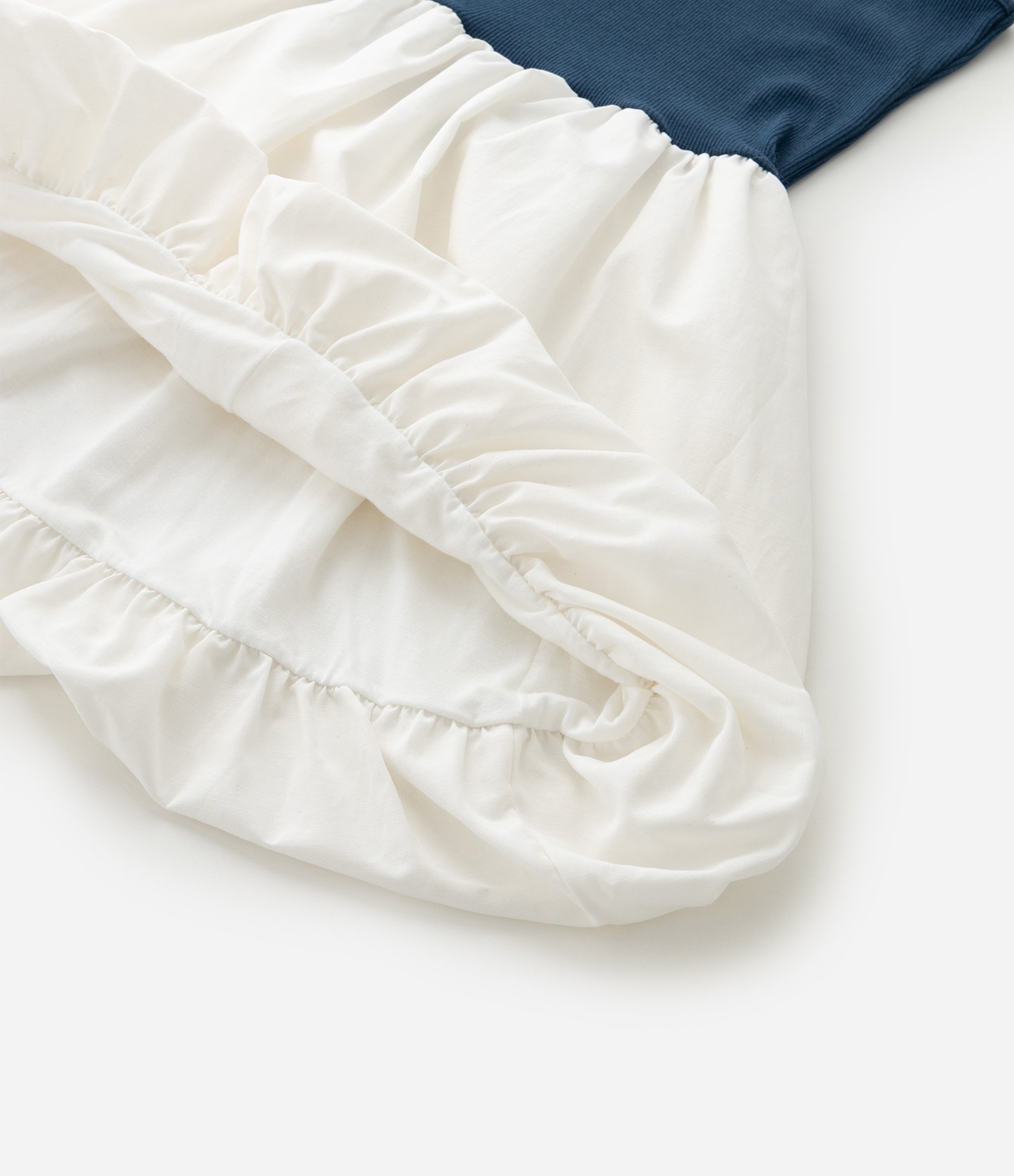 Vestido Infantil Balonê em Ribana com Alça Rabo de Rato - Tam 5 a 14 Anos Branco/Azul 5