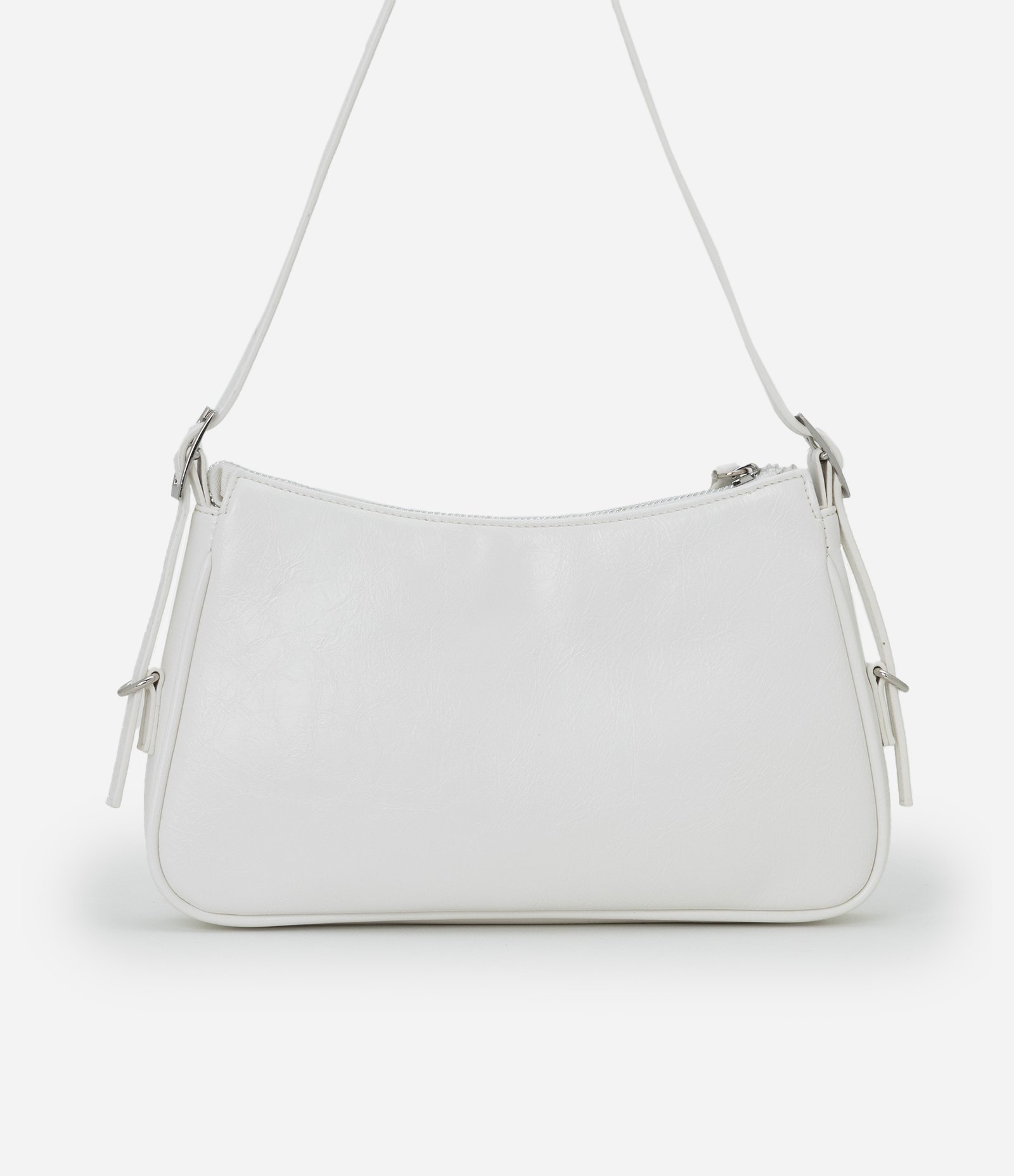 Bolsa Baguete Pequena com Detalhes em Zíperes e Pulleres Branco 3