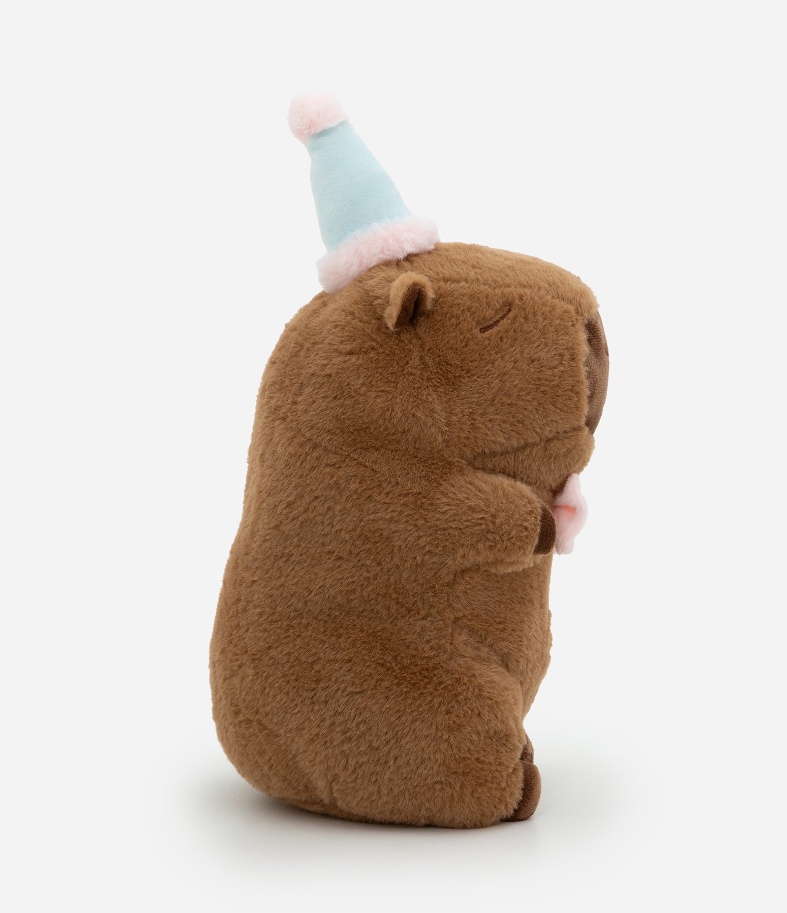 Pelúcia em Forma de Capivara com Chapéu de Aniversário Marrom 2