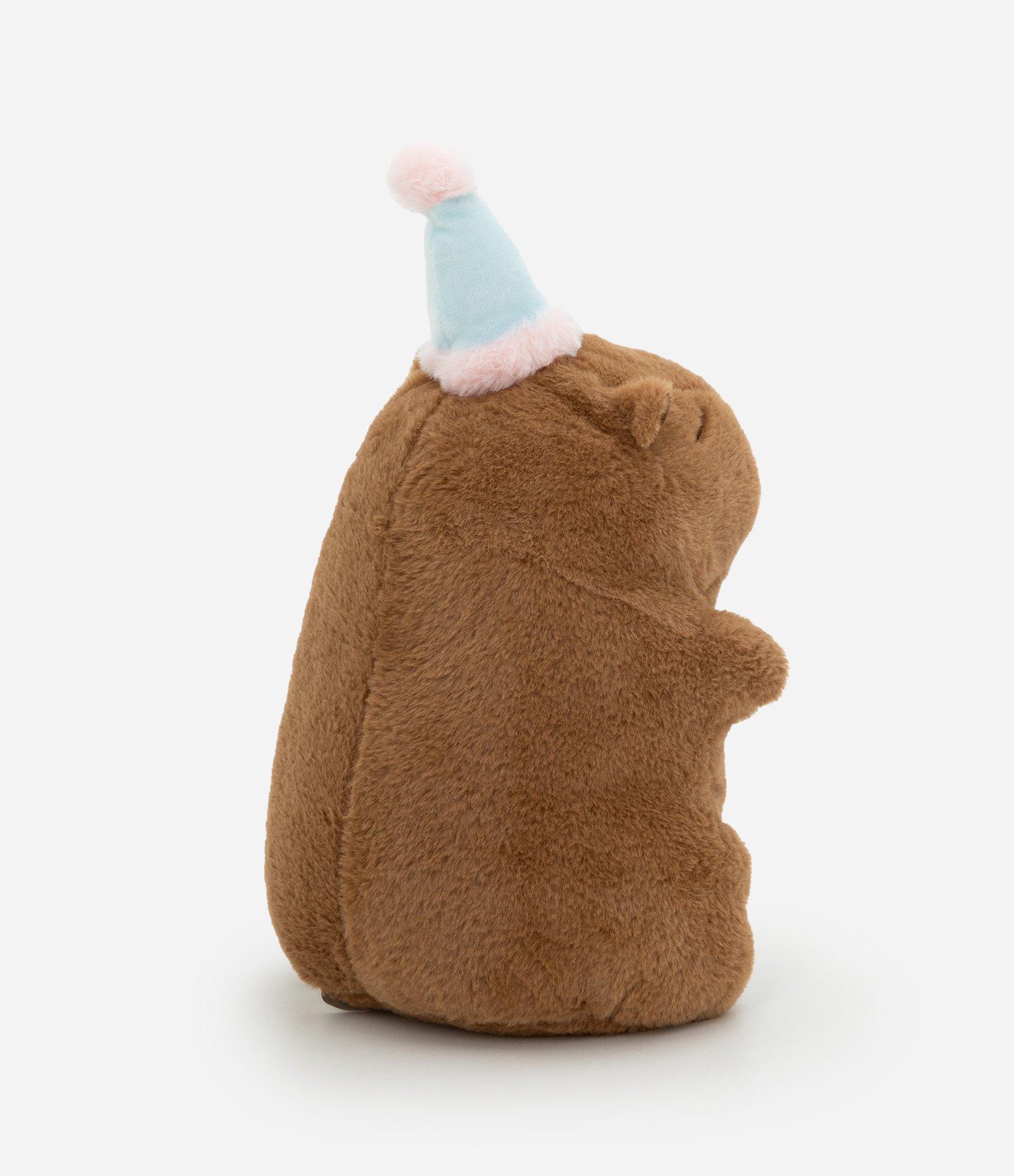 Pelúcia em Forma de Capivara com Chapéu de Aniversário Marrom 3