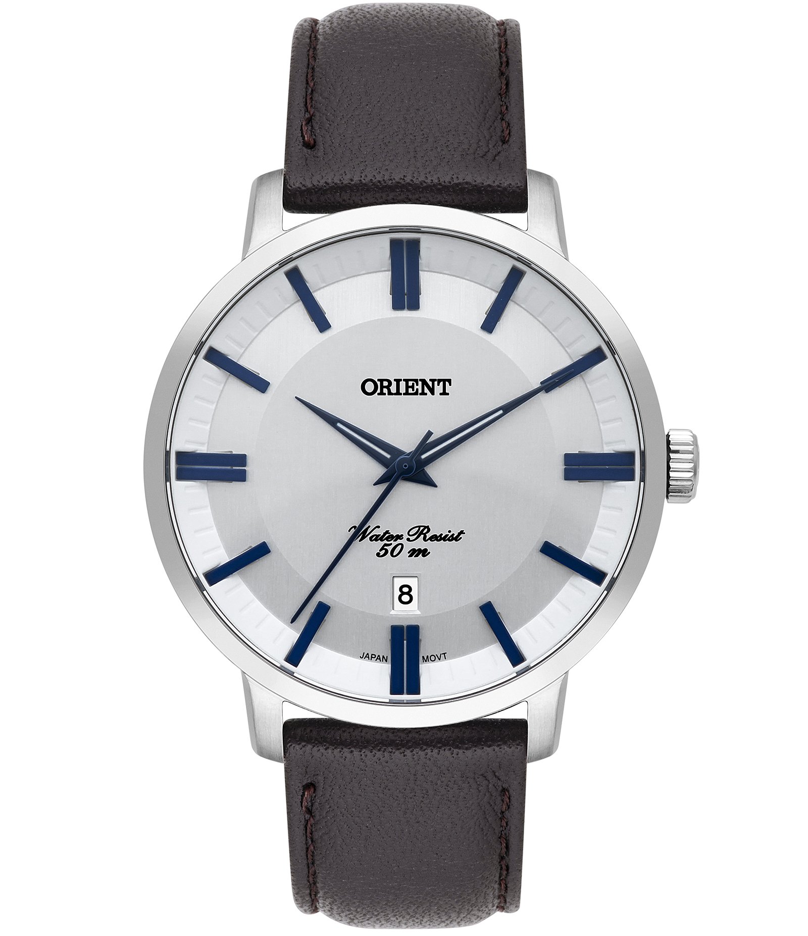 Relógio Analógico em Aço e Couro Masculino Orient Marrom 1