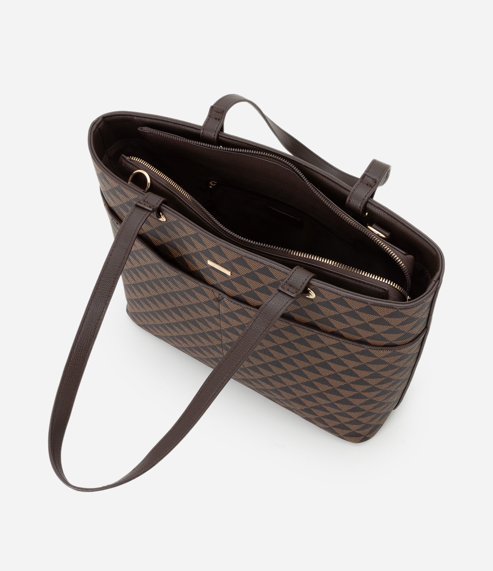 Bolsa Shooper com Carteira e Estampa Triângulo Marrom/Preto 4