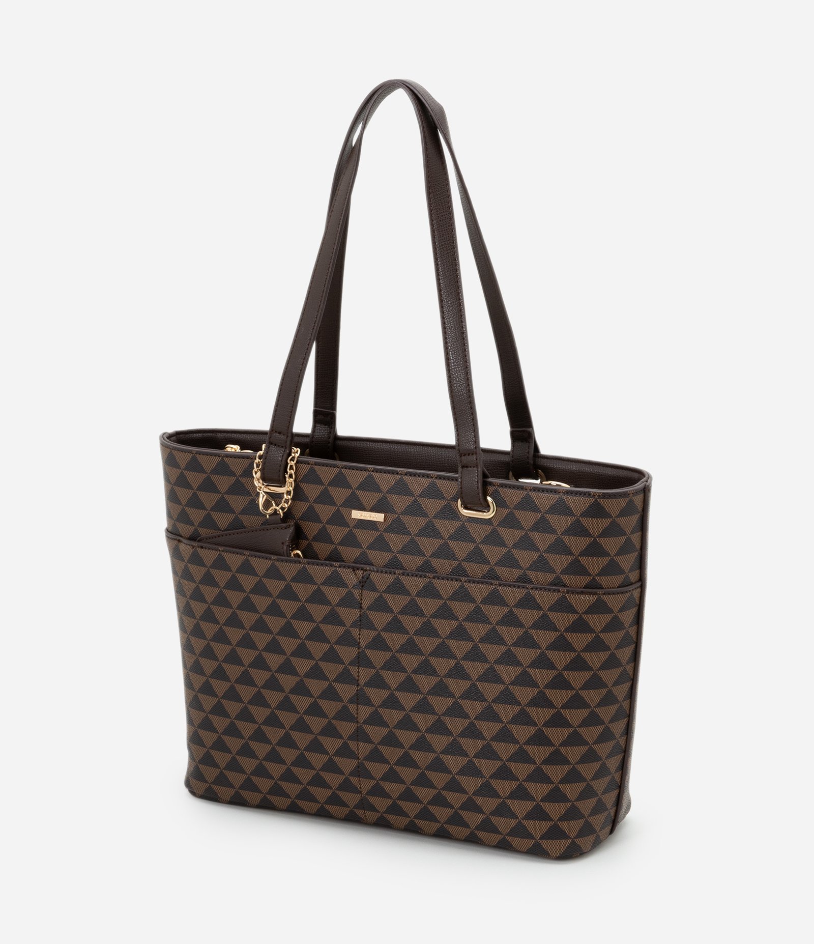 Bolsa Shooper com Carteira e Estampa Triângulo Marrom/Preto 5