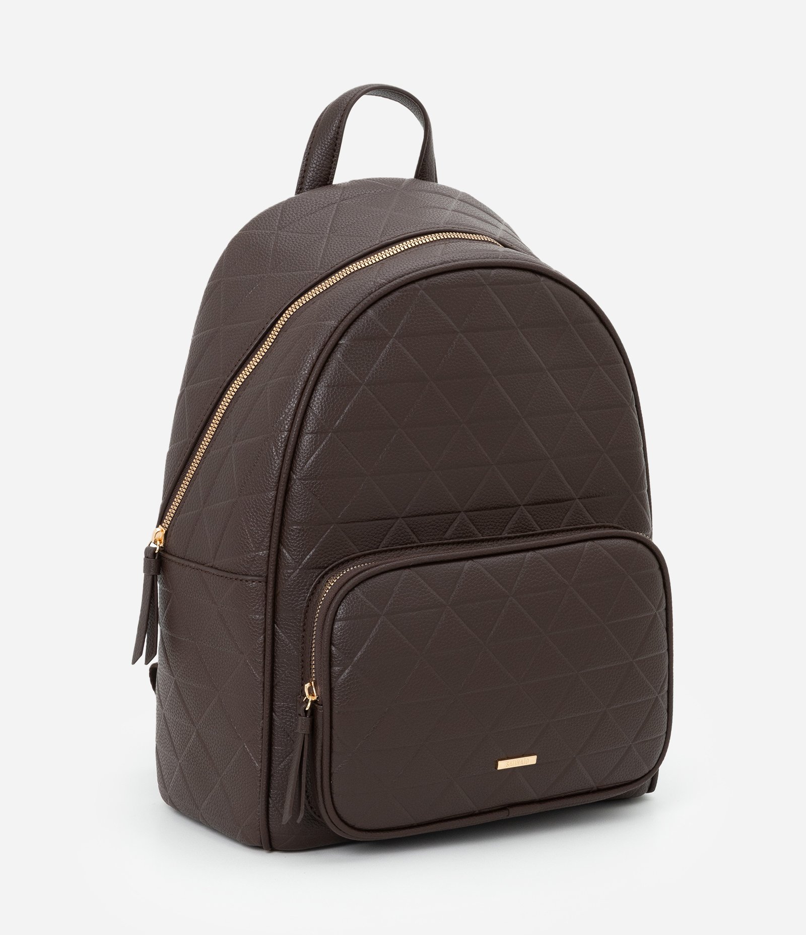 Mochila em PU com Alças para Mala e Espaço para Notebook Marrom 1