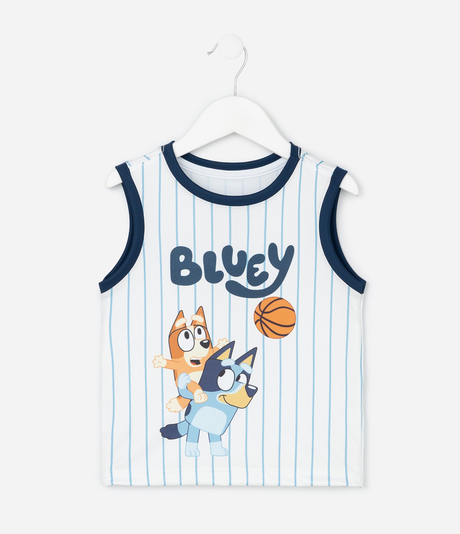 Regata Infantil de Basquete em Microfibra Bluey e Bingo - Tam  1 a 6 Anos Branco/Azul 1
