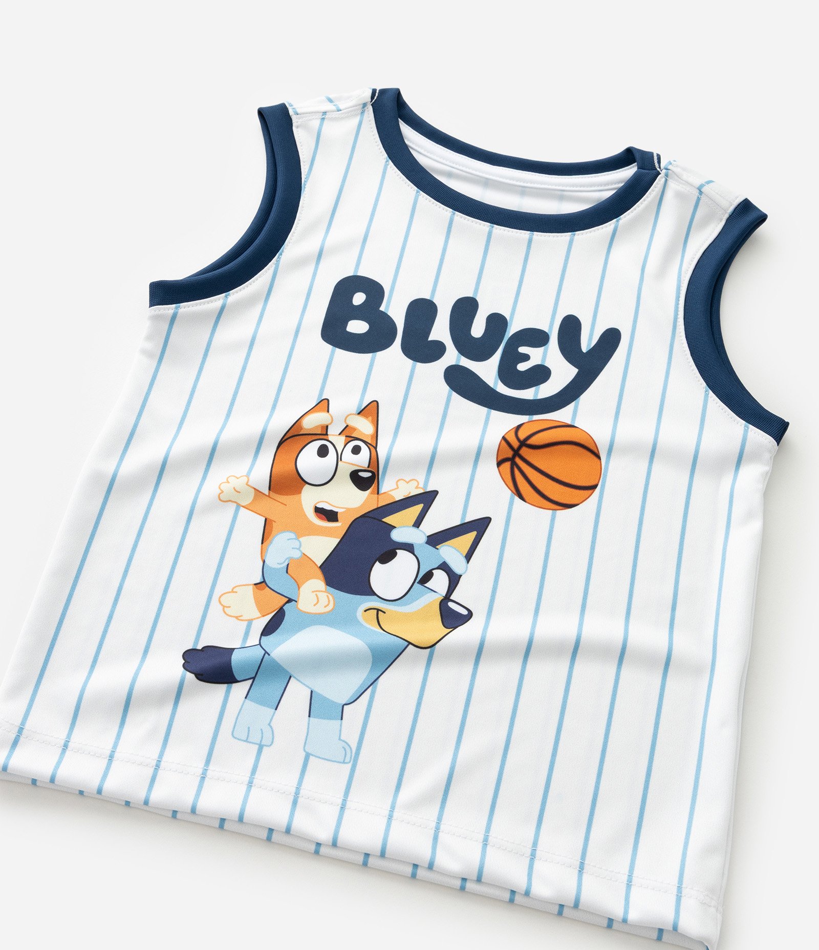 Regata Infantil de Basquete em Microfibra Bluey e Bingo - Tam  1 a 6 Anos Branco/Azul 5
