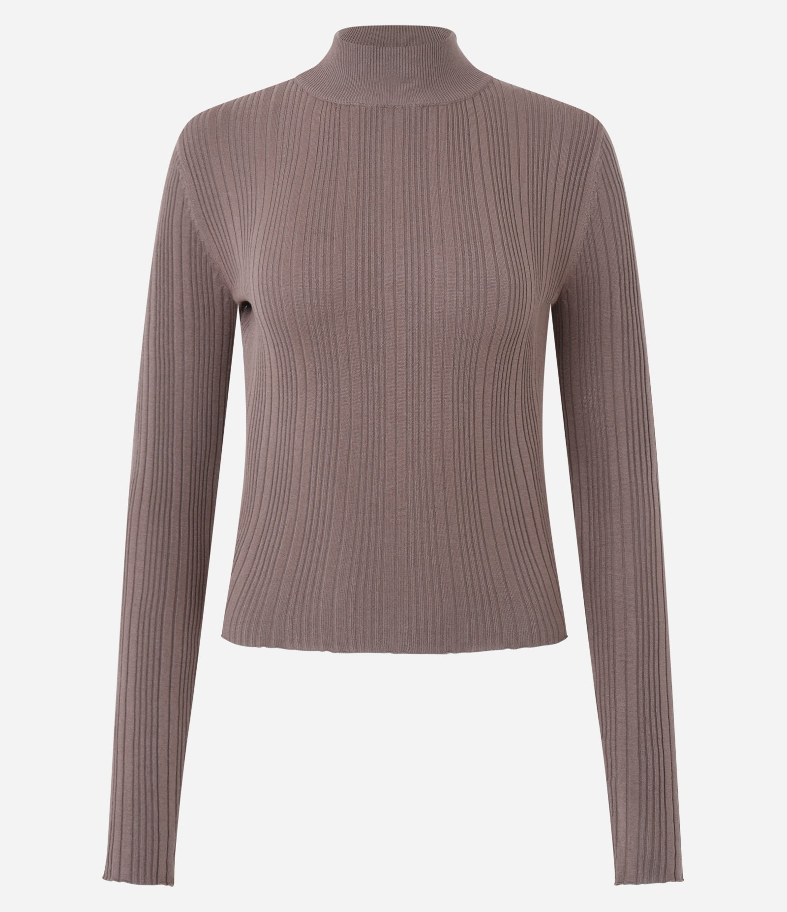 Blusa Retilínea Tricô com Gola Alta Adulto Marrom Claro 4