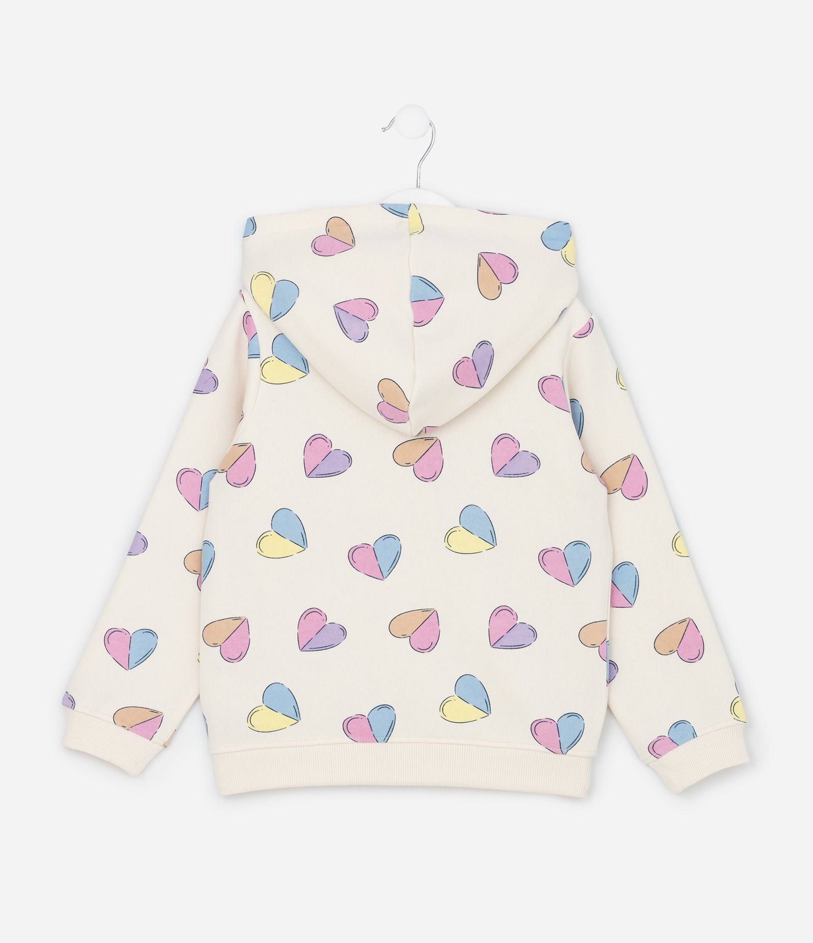 Jaqueta Infantil em Moletom com Estampa de Corações – Tam 1 a 5 Anos Off White 3