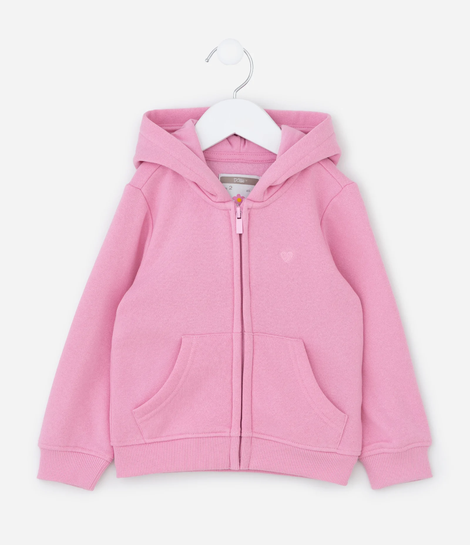 Jaqueta Infantil em Moletom com Bordado Localizado – Tam 1 a 5 Anos Rosa 2