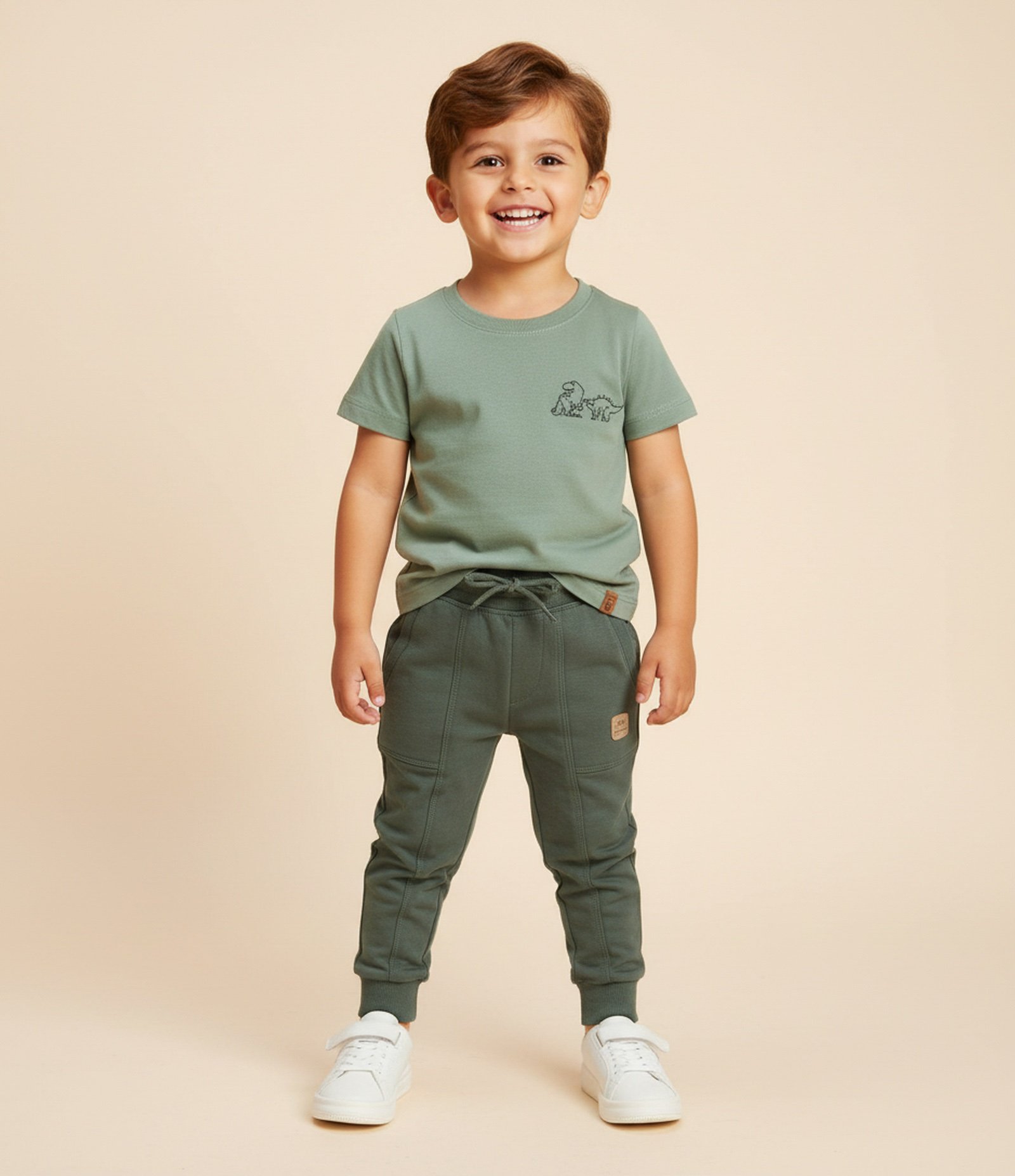 Calça Infantil em Modal com Recortes e Bolsos - Tam 1 a 6 Anos Verde Escuro 1
