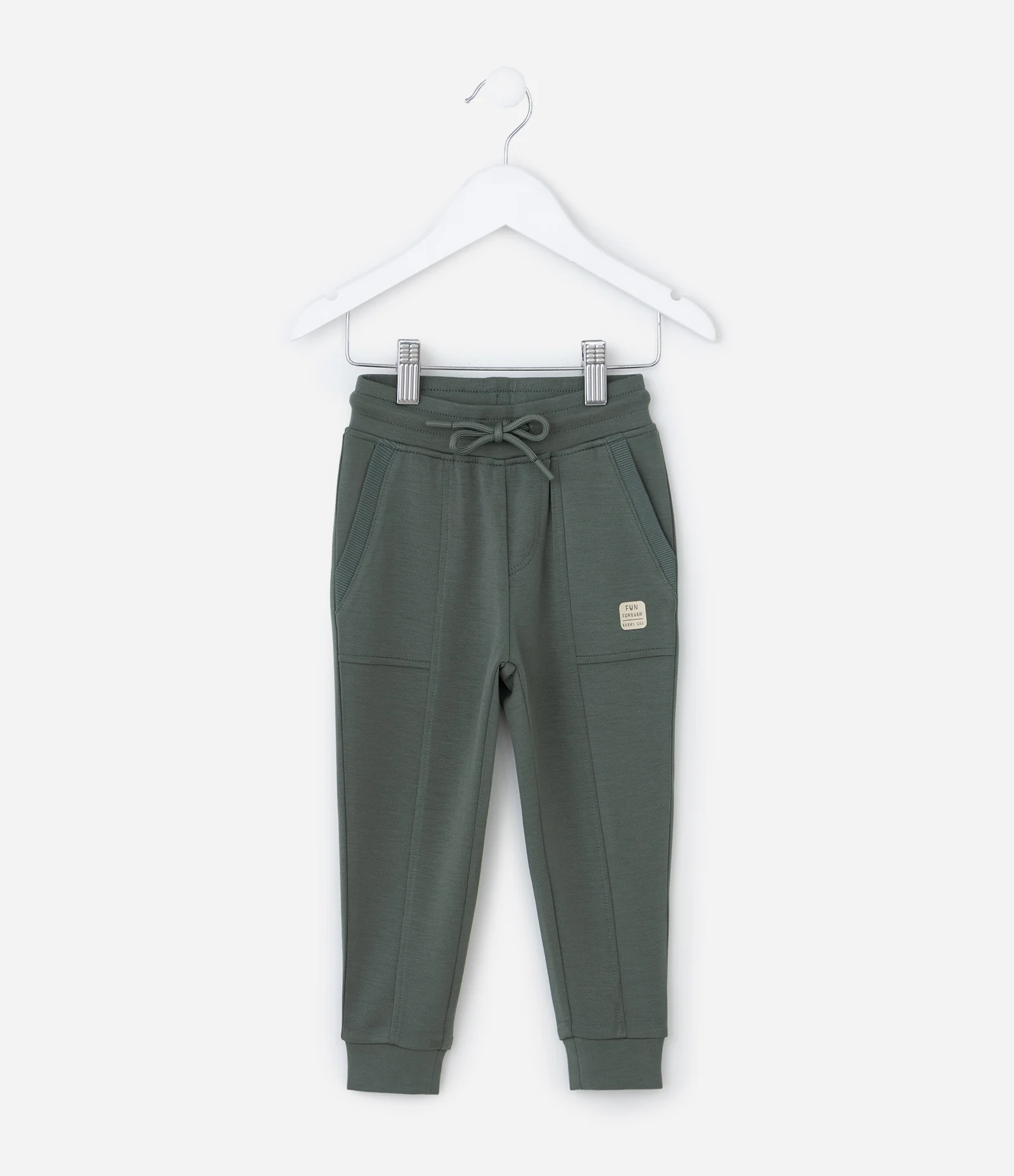 Calça Infantil em Modal com Recortes e Bolsos - Tam 1 a 6 Anos Verde Escuro 1