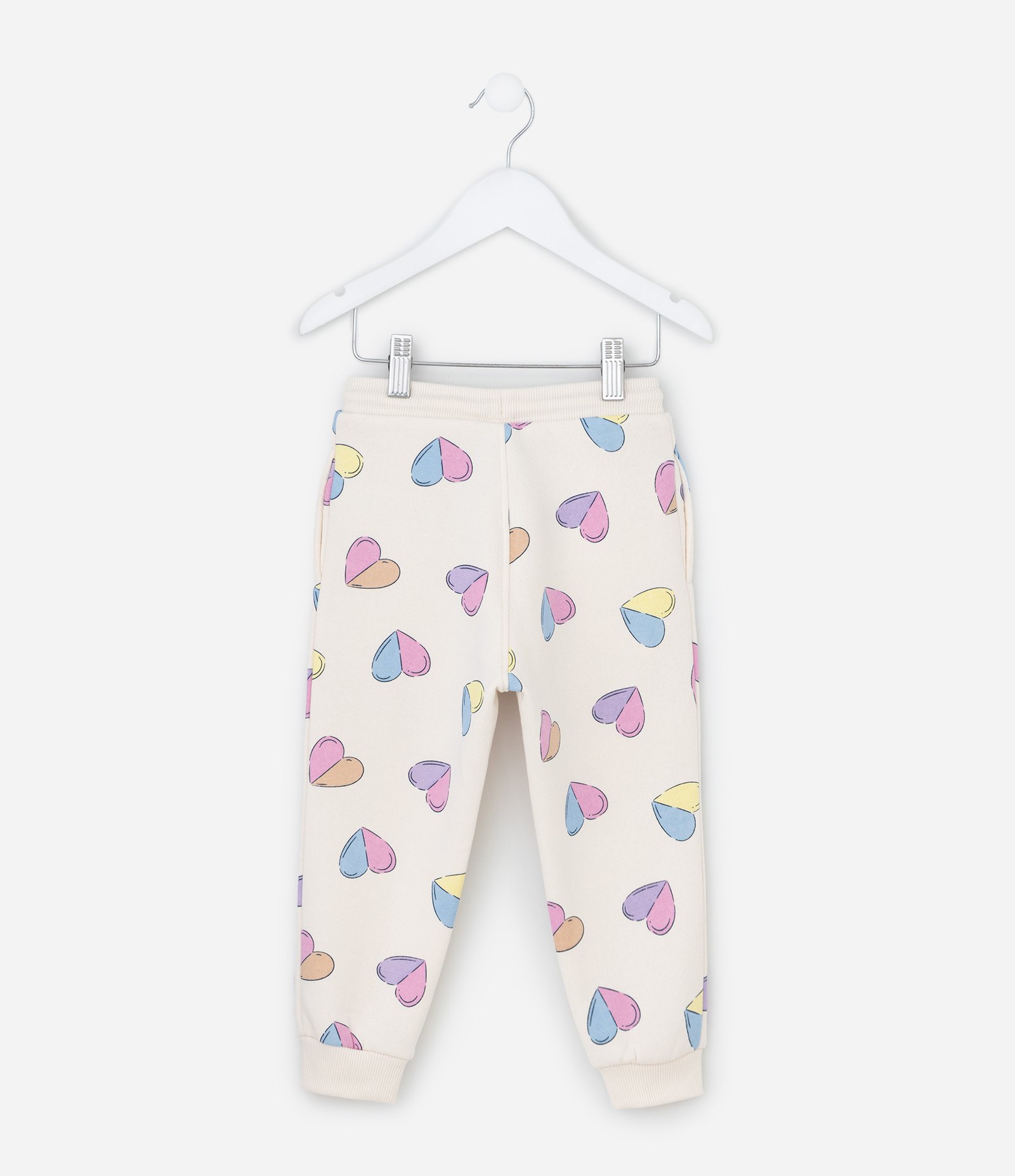 Calça Infantil Jogger com Estampa de Corações – Tam 1 a 5 Anos Off White 3