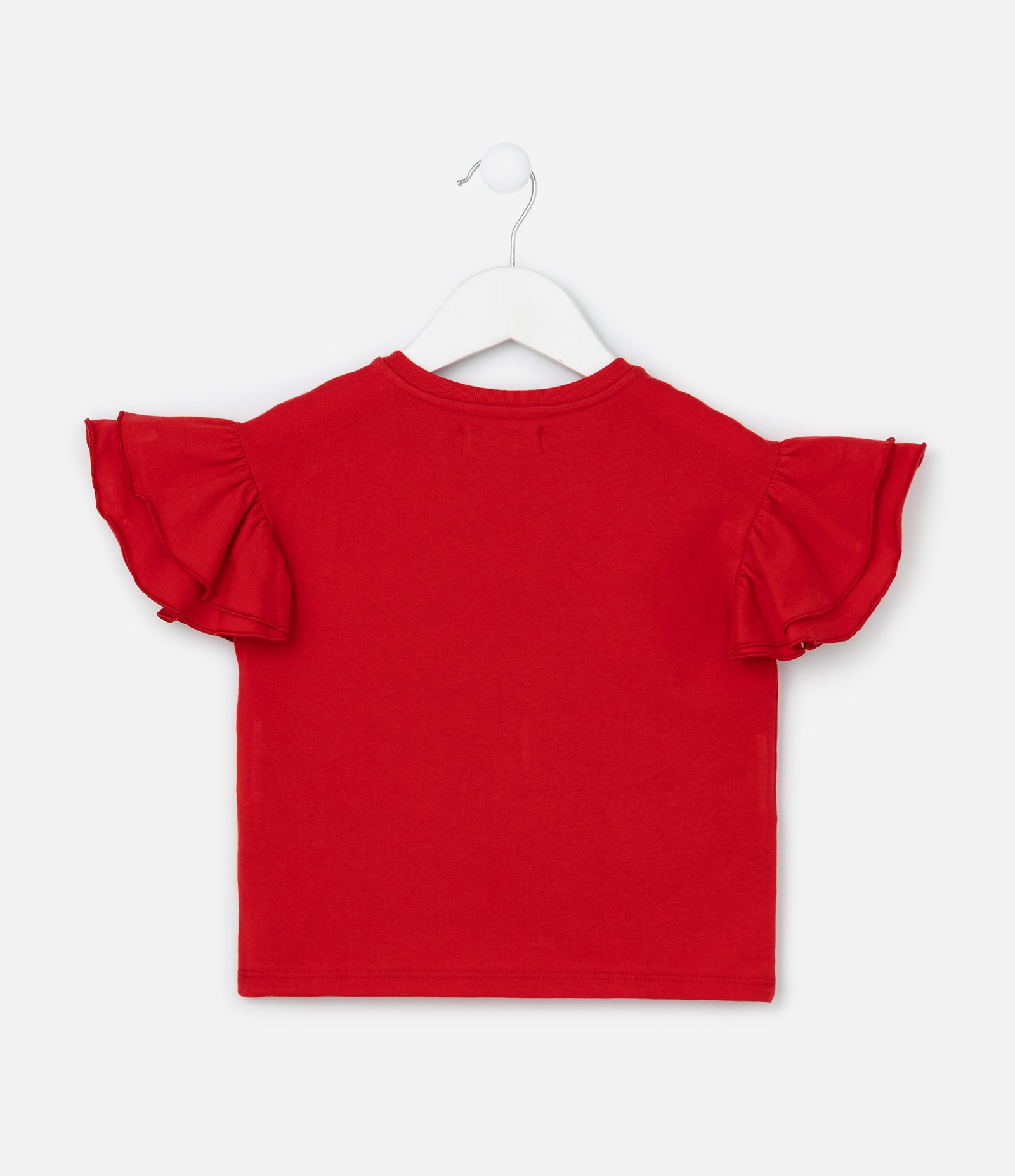 Blusa Infantil com Babadinhos e Cereja de Paetê - Tam 1 a 6 Anos Vermelho 3