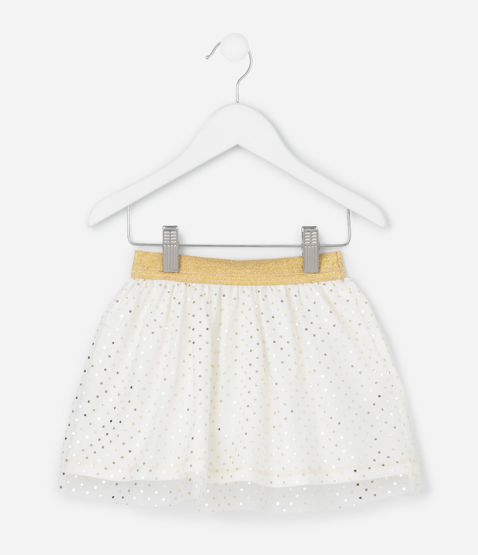 Saia Infantil em Tule com Estampa Poá - Tam 1 a 6 Anos Branco 1