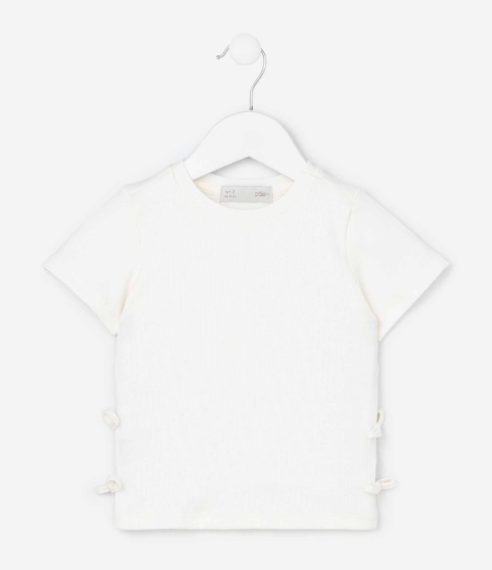 Blusa Infantil em Ribana com Laços Laterais - Tam 1 a 6 Anos Branco 1