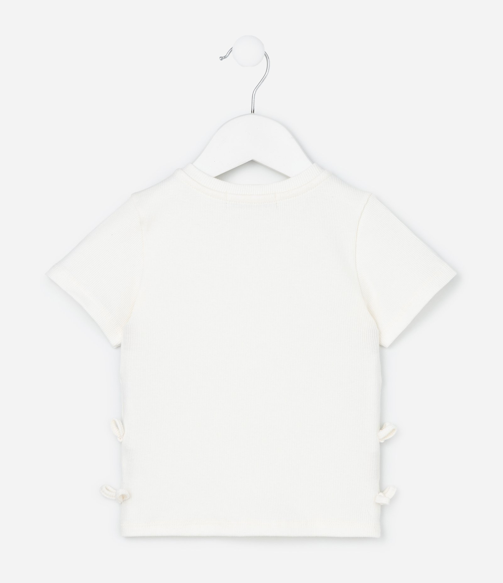 Blusa Infantil em Ribana com Laços Laterais - Tam 1 a 6 Anos Branco 2